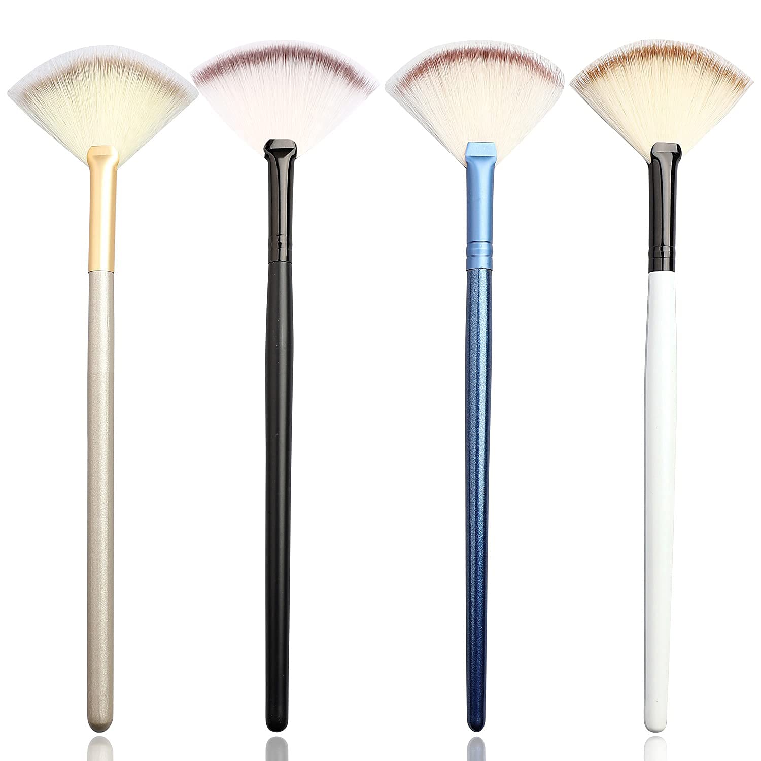 4 Pcs Soft Makeup Brush Set - Facial Fan Mask Brush for Flawless Foundation & Powder Application | Perfect for Daily Makeup, Salon & Professional Use