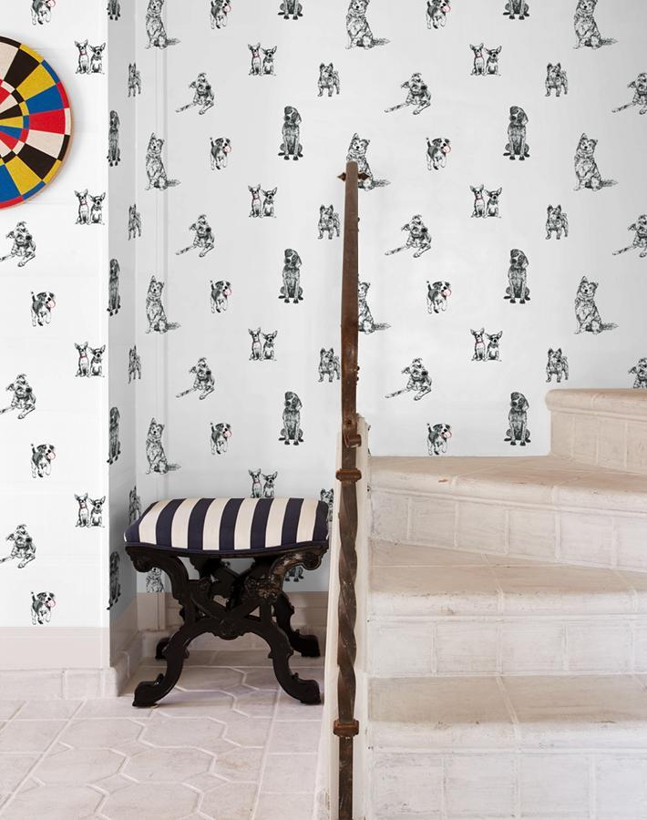 Nathan Turner White 'Mutts' Wallpaper - Premium Peel and Stick Wallpaper for Living Room, Bedroom, and Nursery Decor