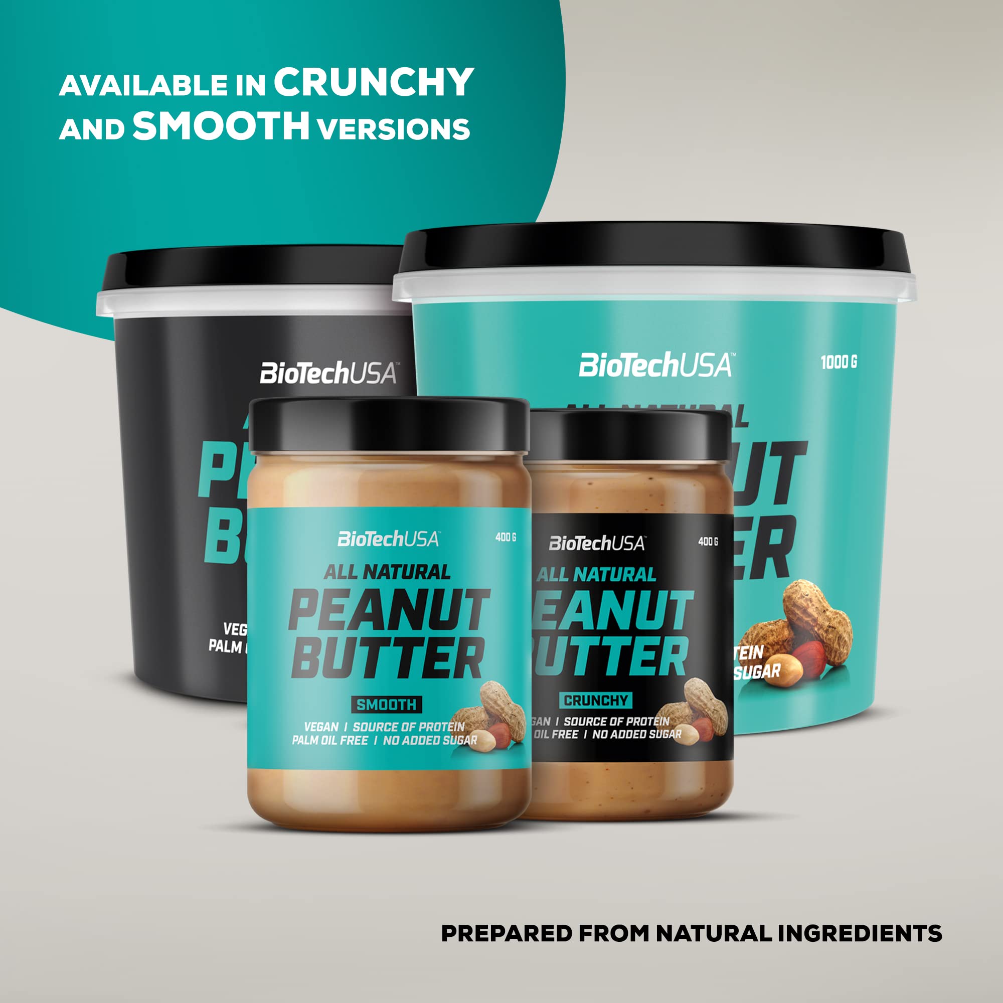 BioTechUSA Crunchy Peanut Butter 1000g - High Protein, Natural Ingredients for Fitness & Healthy Snacking | Perfect for Smoothies, Toast & Post-Workout Recovery
