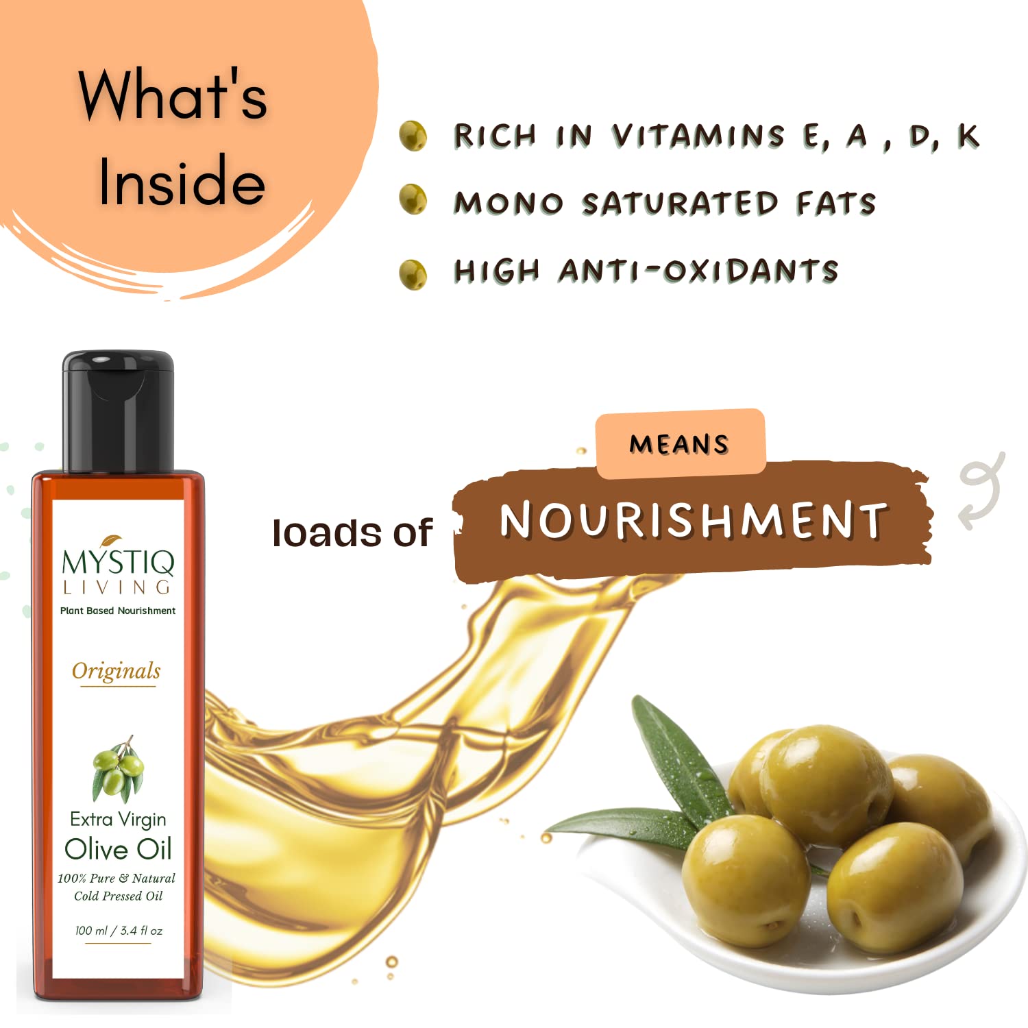 Cold Pressed 100% Pure Extra Virgin Olive Oil & Castor Oil Combo (200ml) - Natural Skin, Hair & Body Care for Hydration, Growth & Nourishment | Perfect for DIY Beauty Recipes, Massage & Aromatherapy