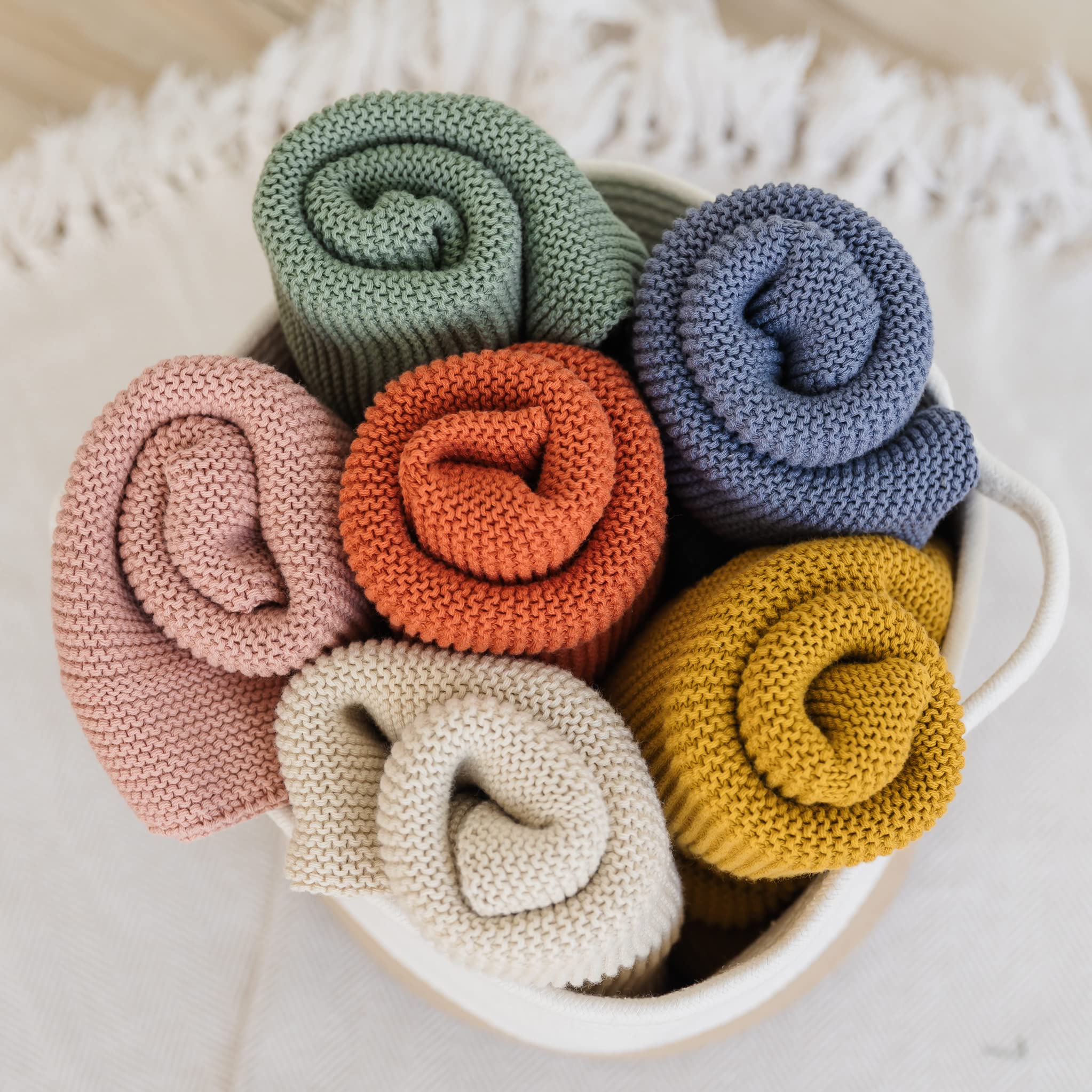 Natemia Knitted Baby Receiving Blanket - Ultra Soft Organic Cotton 30