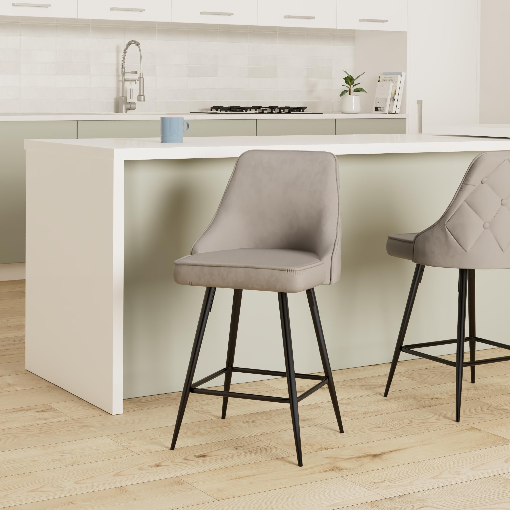 BTEXPERT Set of 4 Premium Upholstered Dining Bar Stools - 25