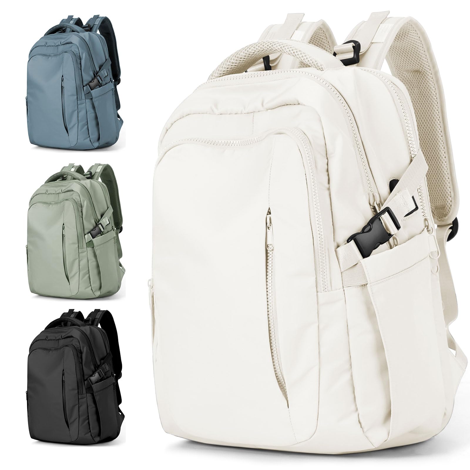 Suwasp Large Airline Approved Carry On Backpack for Women & Men - TSA Compliant Personal Item Bag for Frontier Airlines & Flights, Durable Travel Backpack with Spacious Compartments - Perfect for Business Trips, Weekend Getaways & Commuting (White)