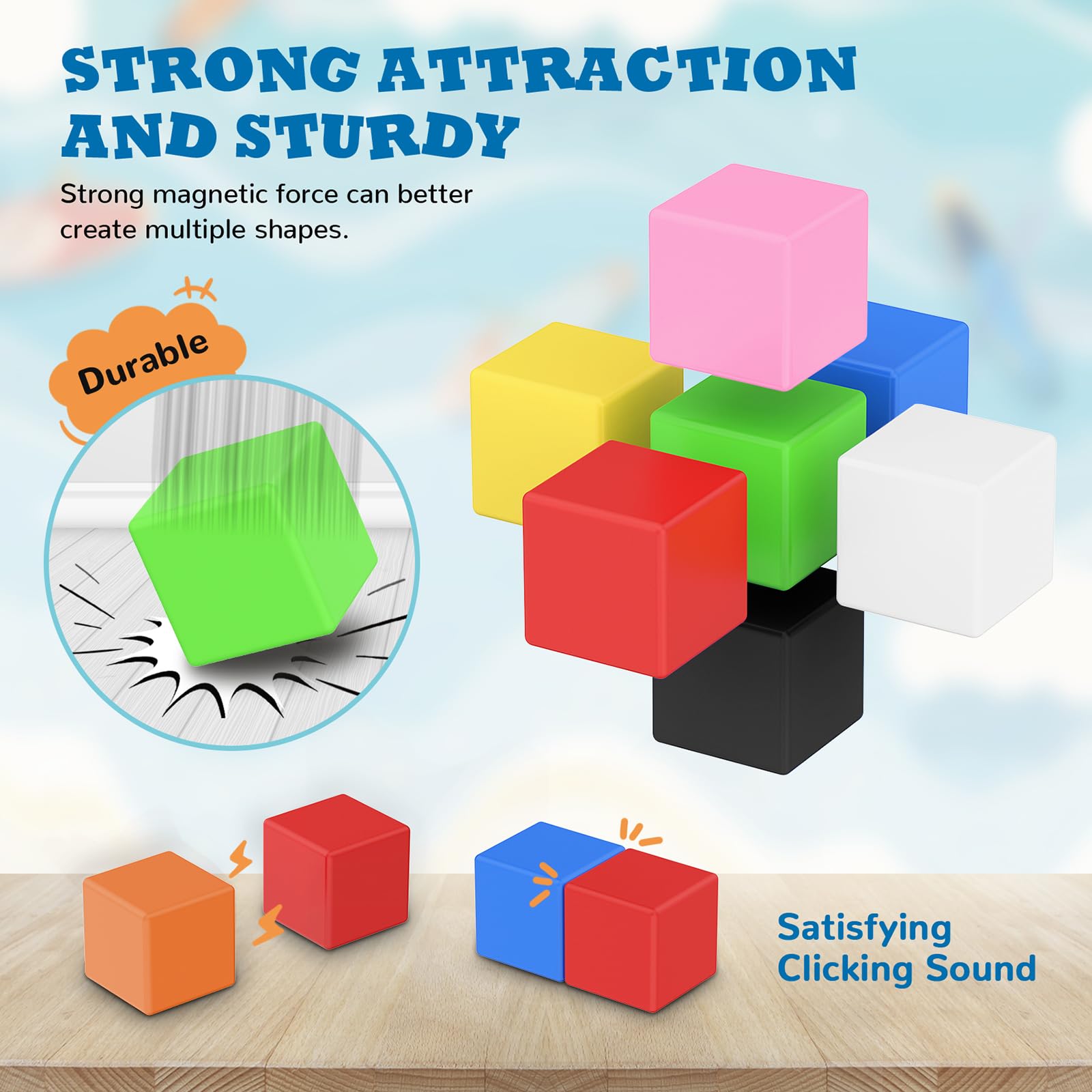 ROMDS 64 PCS Magnetic Building Blocks for Toddlers 3-8 Years - STEM Sensory Toys for Kids Indoor Play