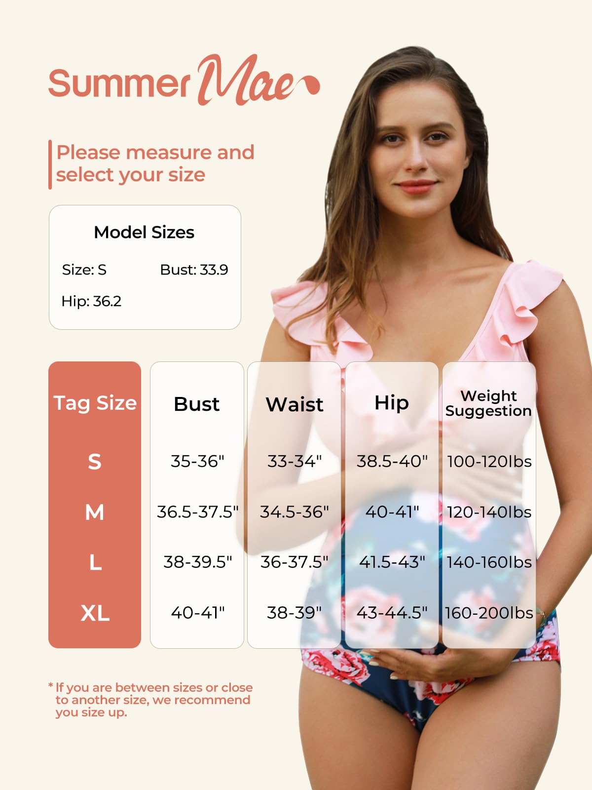 Summer Mae Maternity High Waist Swimsuit Two Piece Ruffle Bikini - Floral V-Neck Pregnancy Swimwear for Beach, Pool & Vacation | Comfortable Maternity Bathing Suit