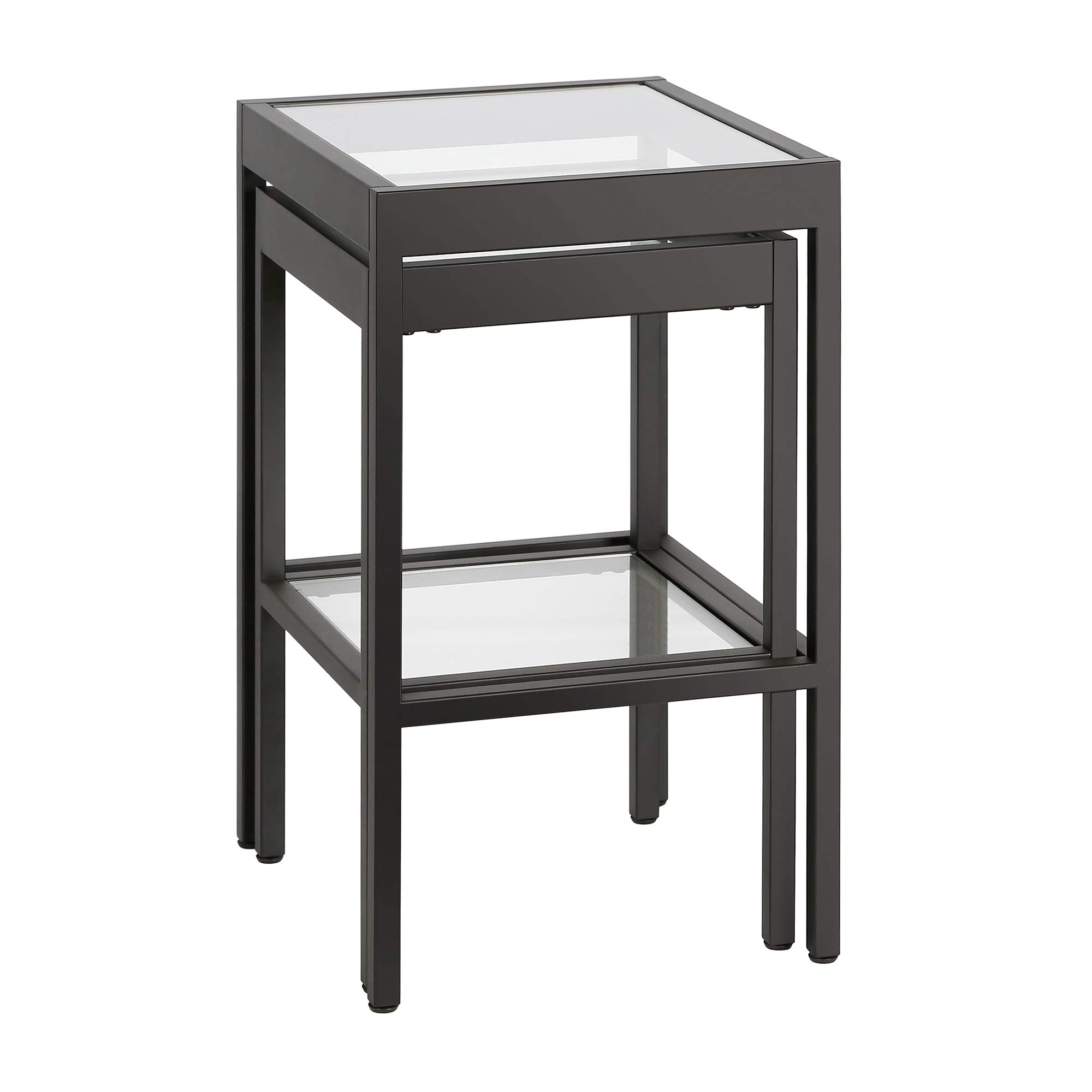 Henn&Hart Blackened Bronze Rectangular & Square Nested Side Tables - Modern End Tables for Living Room, Bedroom, Office - Perfect for Small Spaces, Coffee Table Alternatives, Home Decor Accent