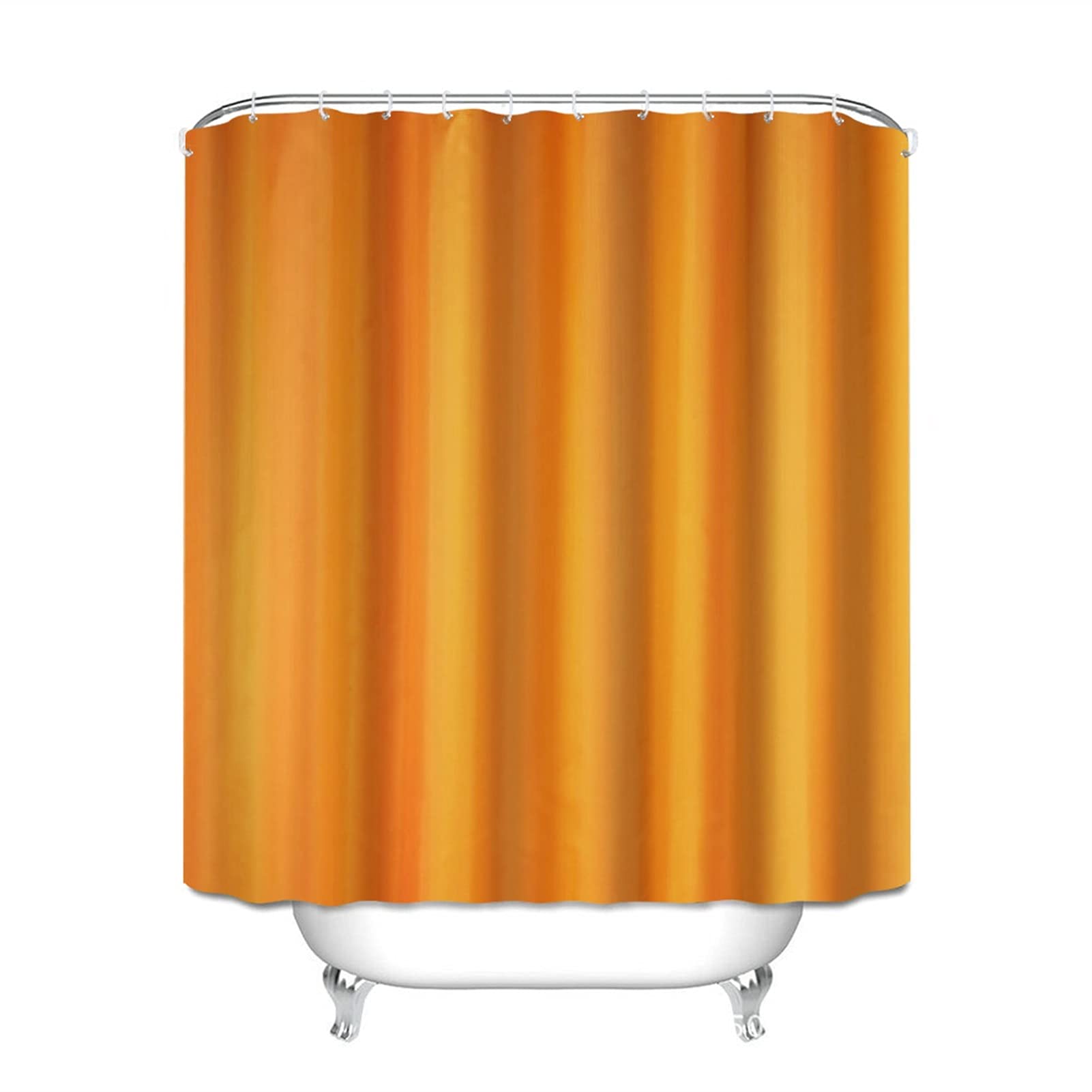 GEIRONV Waterproof Polyester Shower Curtain - Solid Color Bathroom Shower Liner with Hooks, 59x71 Inches (Orange) for Bathroom Decor & Moisture Protection