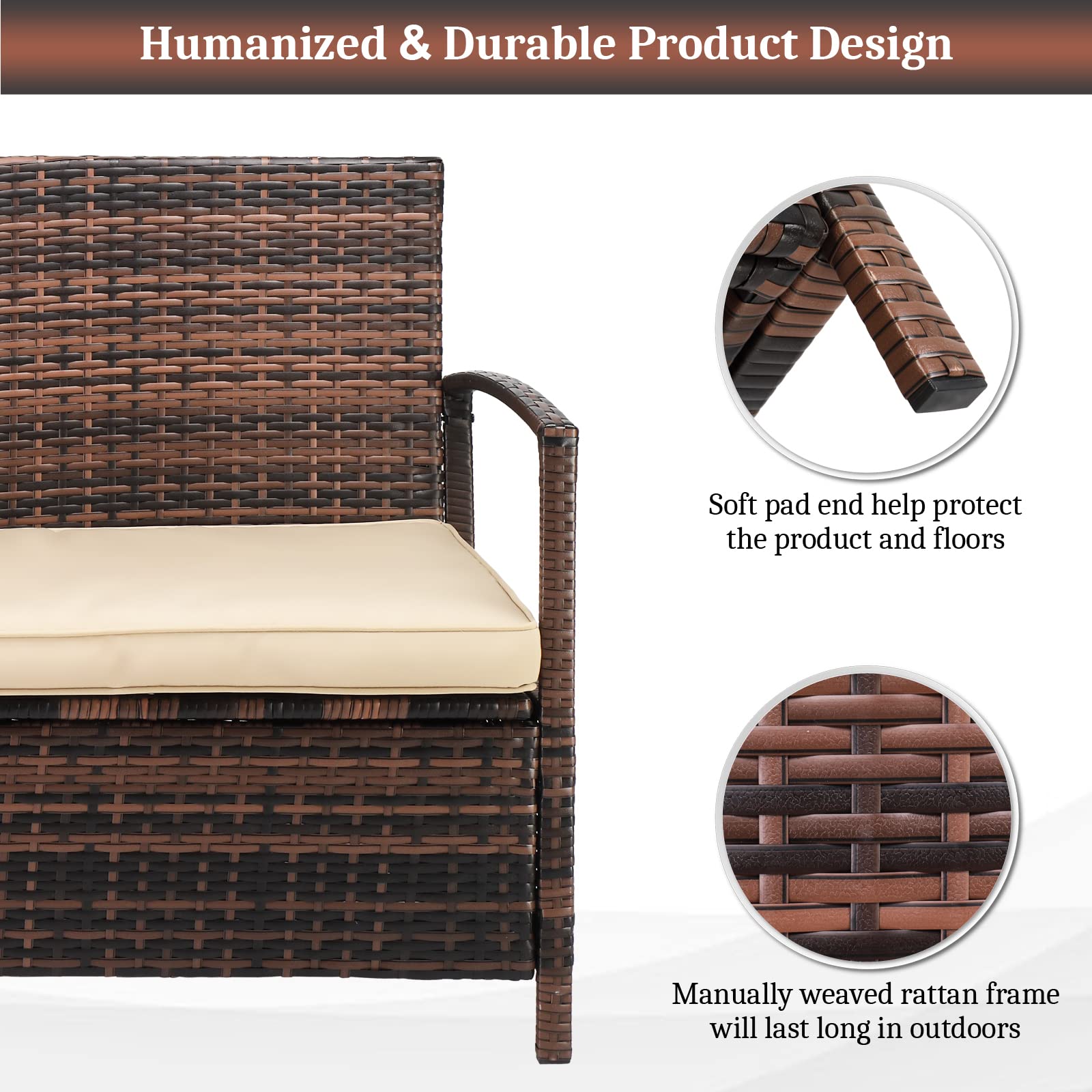 VINGLI 40 Gallon Outdoor Storage Bench - Large Capacity Wicker Deck Box with Cushion, Patio Furniture for Porch, Yard, Garden & Lawn | Weather-Resistant Rattan Design for Outdoor Seating & Organization
