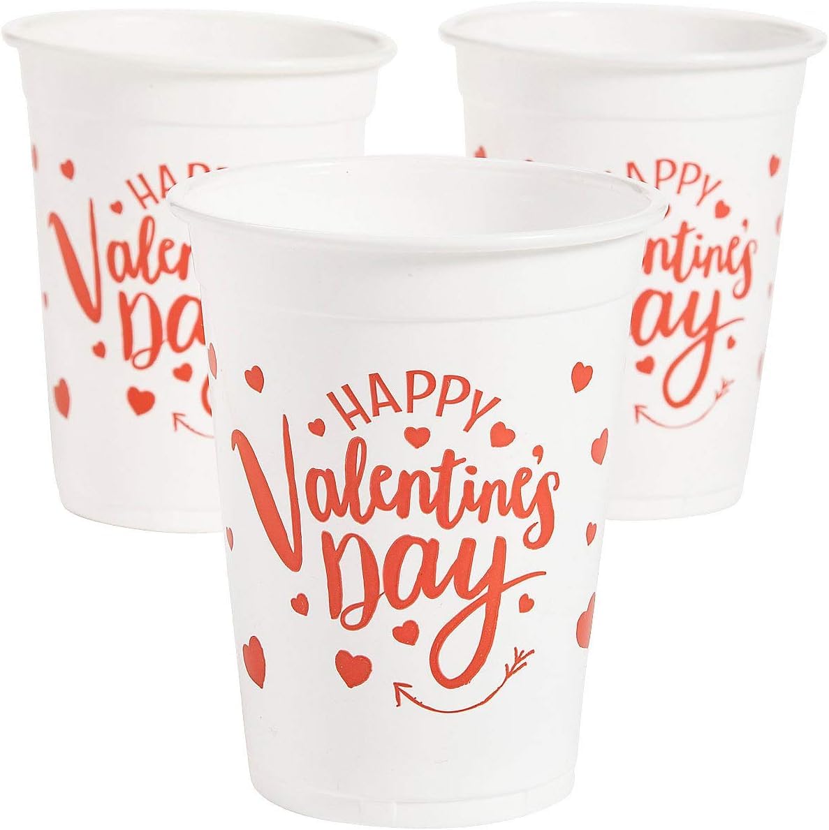 50-Piece Valentine Plastic Cups for Parties - Bulk Disposable Cups for Valentine's Day, Weddings & Celebrations - Perfect for Romantic Dinners, Bridal Showers & Anniversary Parties
