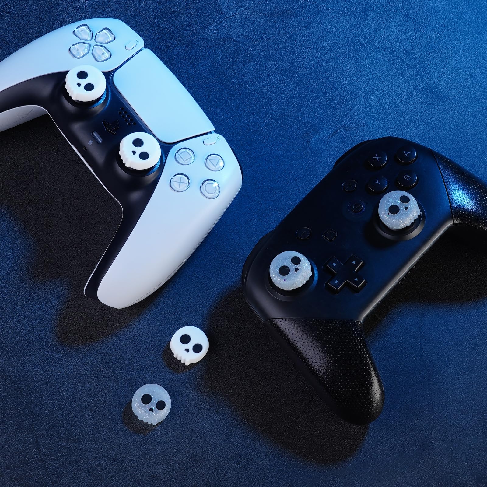 Halloween Silicone Thumb Grip Caps for PS5/PS4, Switch Pro, Xbox Series X/S Controllers - 4PCS Skull Design Joystick Covers - Perfect for Gaming, Comfort and Enhanced Grip During Long Play Sessions