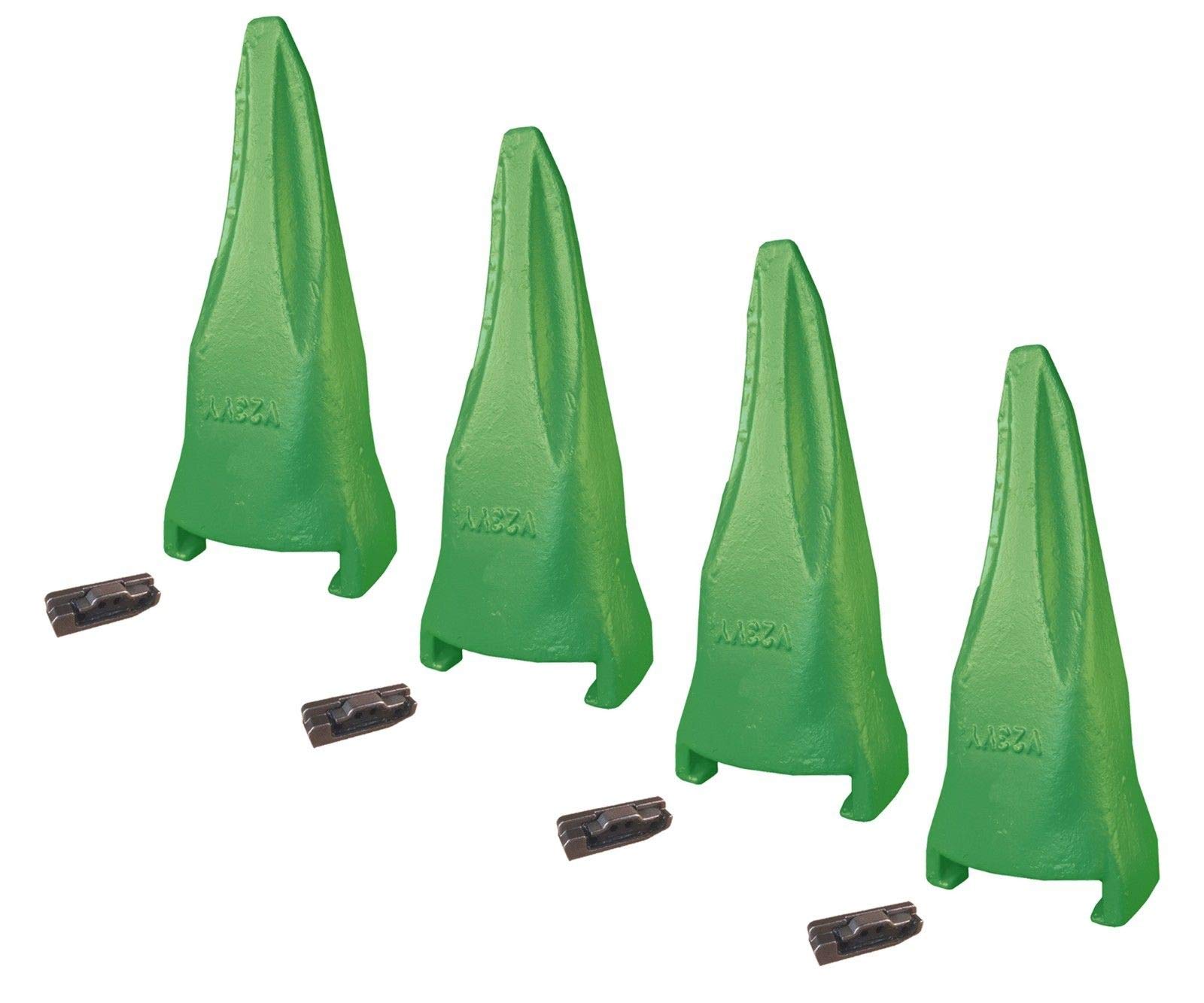 4-Pack Esco Style Super V Excavator Bucket Teeth - Single Tiger Rock Tooth & Pin (V23VY) for Heavy-Duty Mining, Trenching & Construction Work