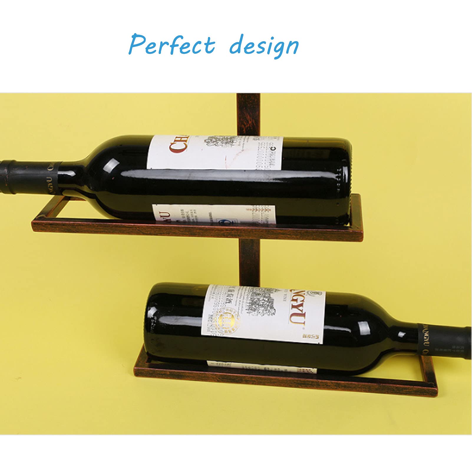 Wall Mounted Wine Rack - 4/6 Bottle Holder for Under Cabinet, Kitchen & Bar - Bronze & Black Wine Storage Rack - Perfect for Small Spaces, Home Decor & Entertaining Guests