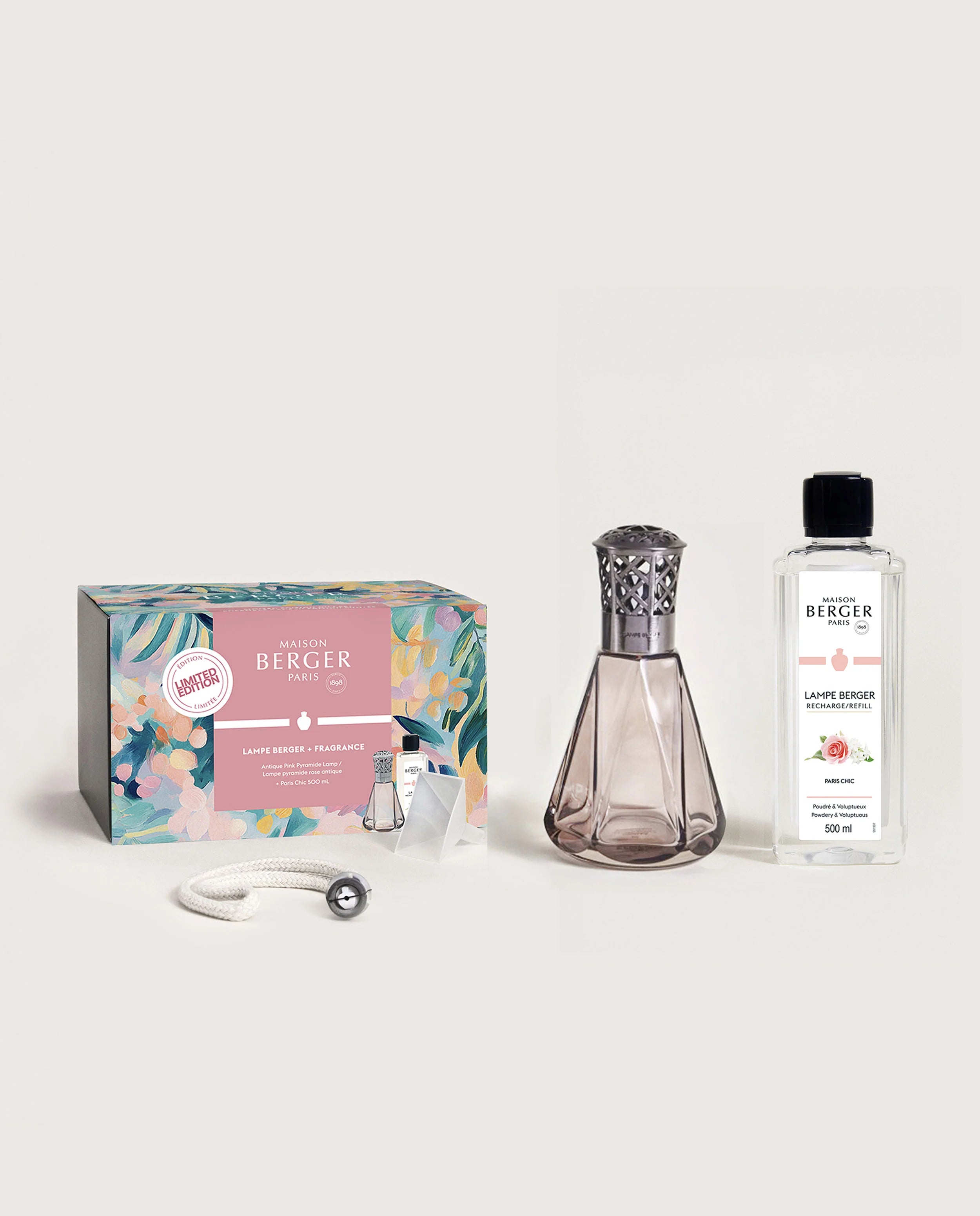 Maison Berger Antique Pink Pyramide Fragrance Lamp Gift Set - Paris Chic Home Decor | Elegant Scented Oil Diffuser for Living Room, Bedroom & Office