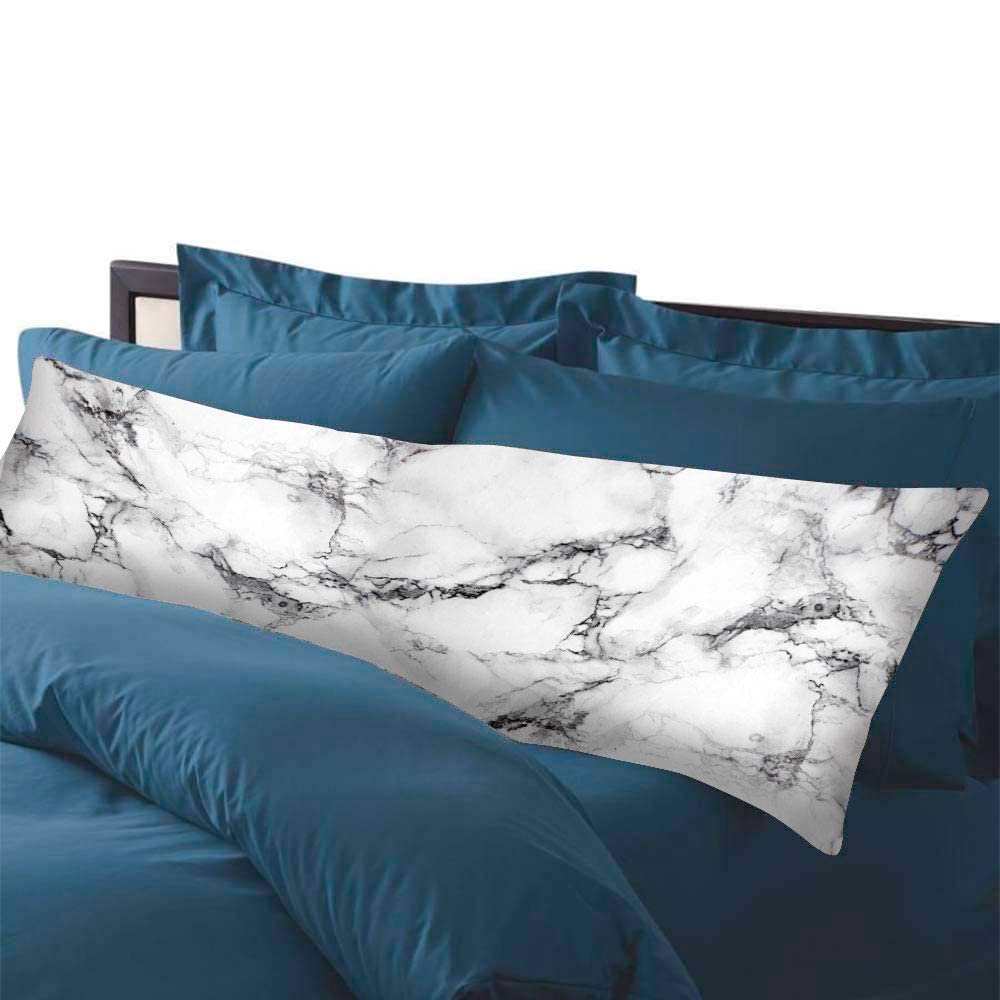 Luxury Marble Print Body Pillowcase - Double Sided Washable Cover 20x54 Inches for Adults & Pregnancy Support - Perfect for Living Room, Bedroom & Home Decor