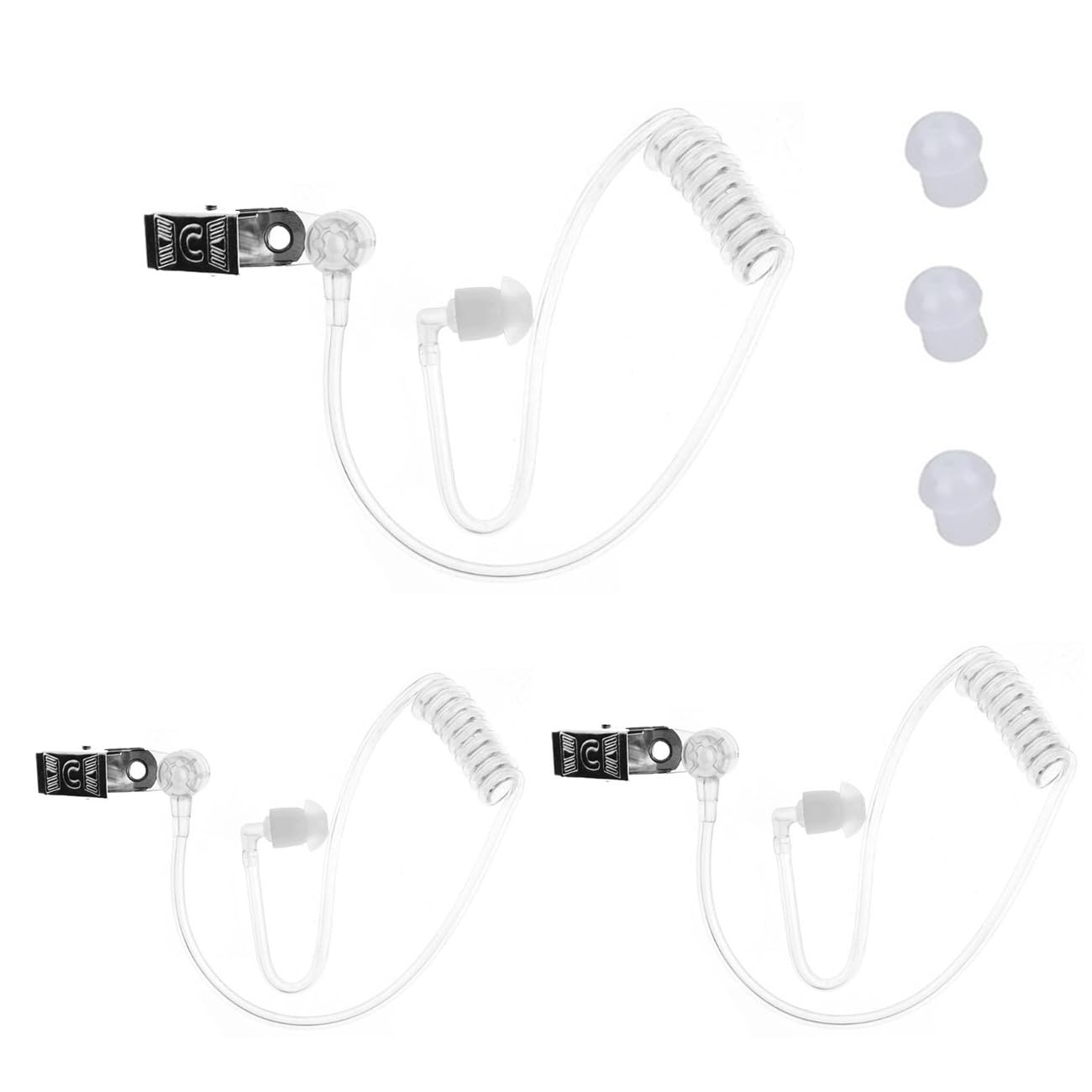 Weforu 3PCS Replacement Acoustic Tube for 2-Way Radio Headsets - Clear Coil Earpiece for Motorola & Kenwood Walkie Talkies - Perfect for Security, Construction & Outdoor Communication
