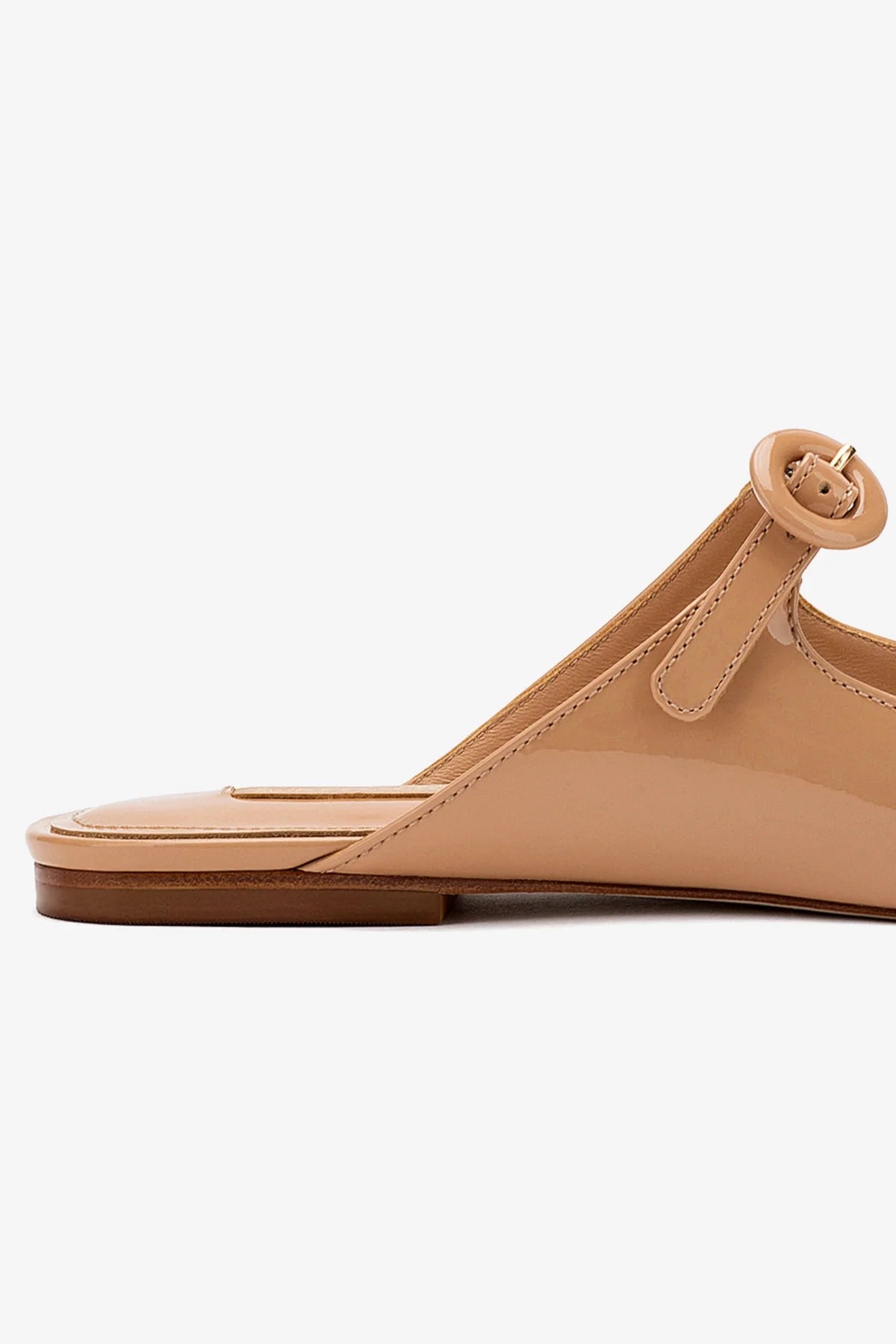 Blair Flat Mule Shoes for Women - Tan Patent Leather Slip-On Loafers - Comfortable Casual & Office Wear