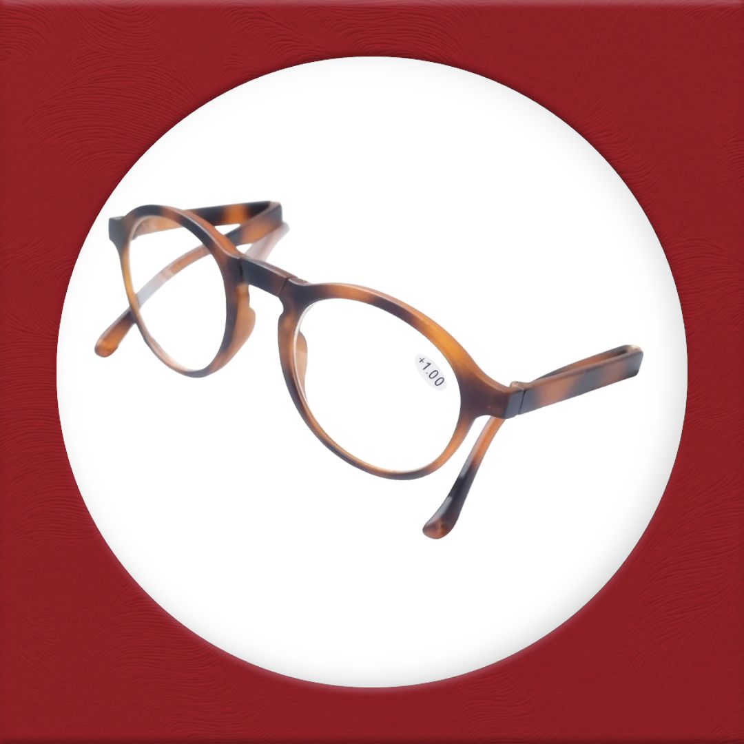 Round Folding Reading Glasses with Zip Pouch - Compact & Portable Reading Eyewear for Men & Women - Perfect for Travel, Reading, and Everyday Use