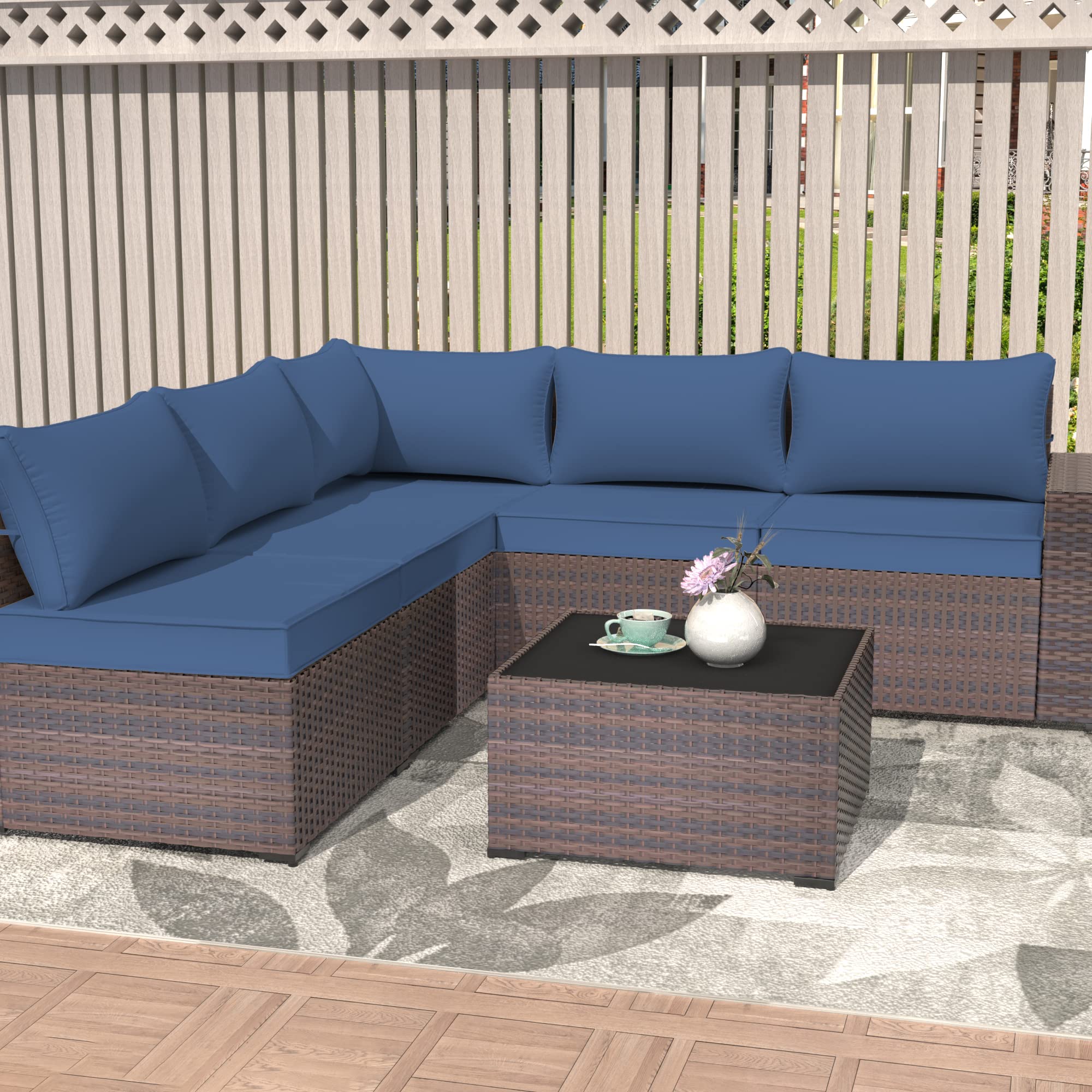 11-Piece Outdoor Cushion Covers Set - Waterproof Patio Furniture Replacement Slipcovers for Sofa, Chair & Back Pillows (Navy Blue) - Perfect for Garden, Deck, Poolside & Outdoor Lounge