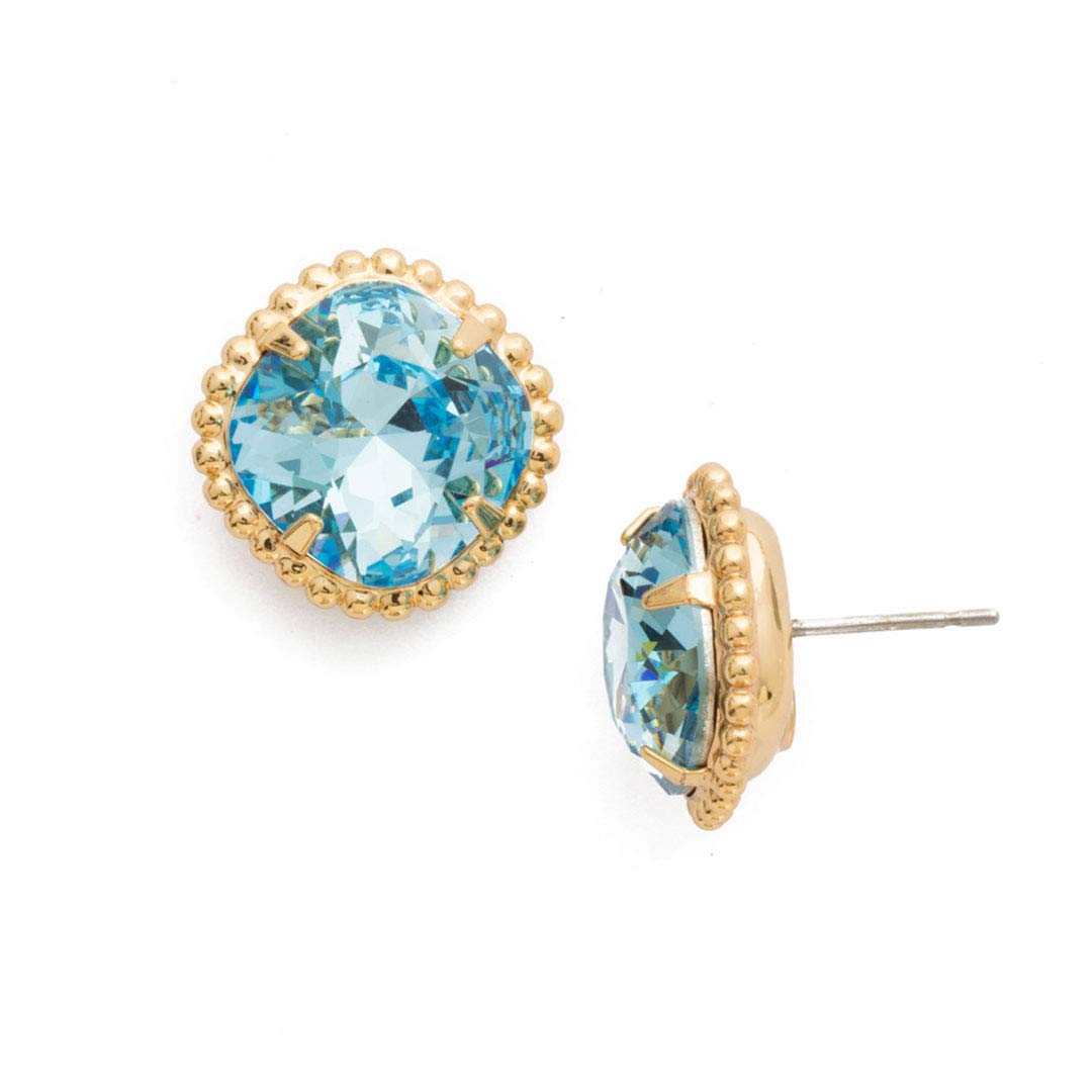 Sorrelli Essentials Cushion-Cut Solitaire Stud Earrings - 14K Gold Plated Cubic Zirconia Earrings for Women | Perfect for Weddings, Parties & Everyday Elegance