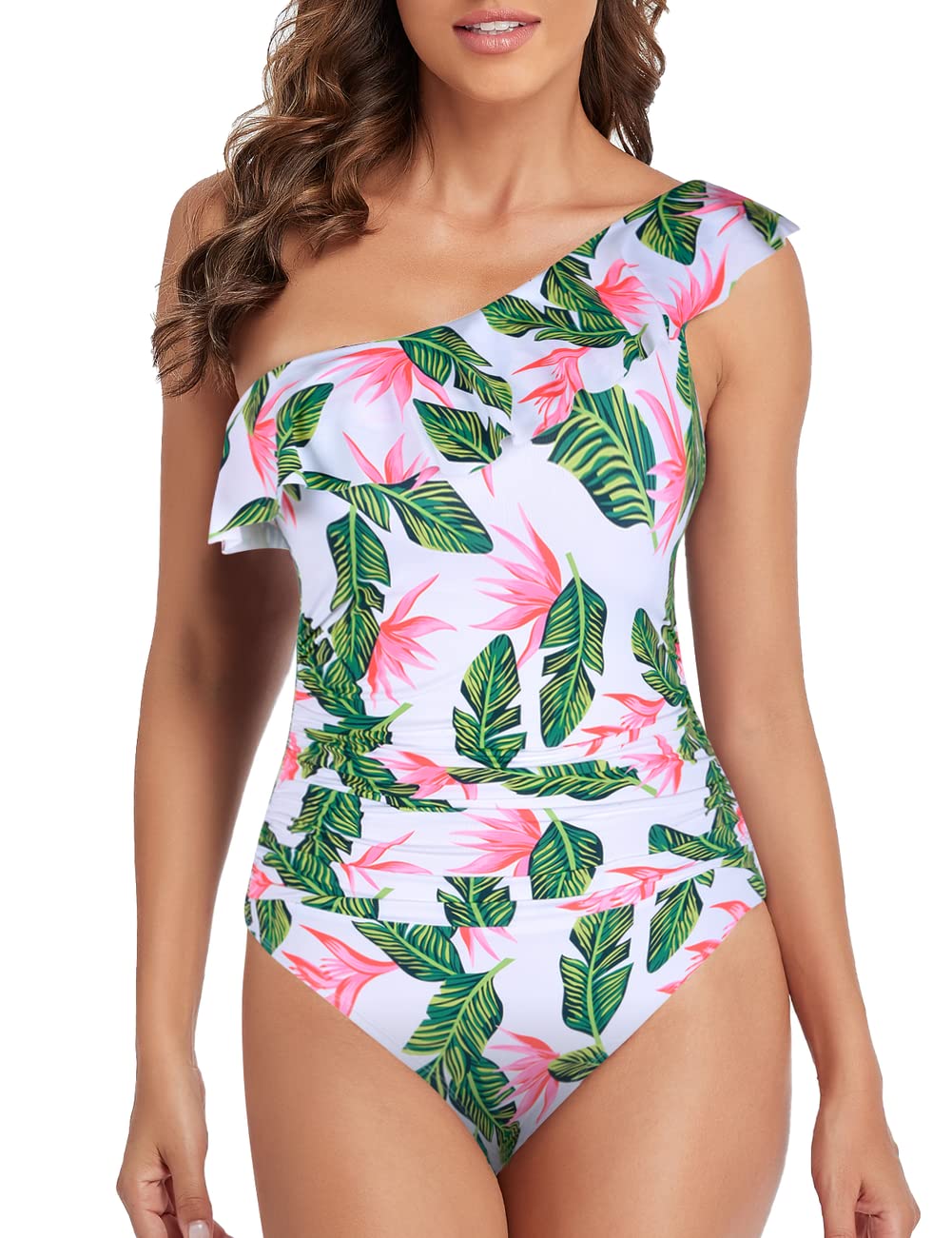 Hilor Women's One Piece Swimsuits - Tummy Control Bathing Suits, Asymmetric One Shoulder Swimwear for Beach, Pool & Vacation | Slimming & Sexy Design