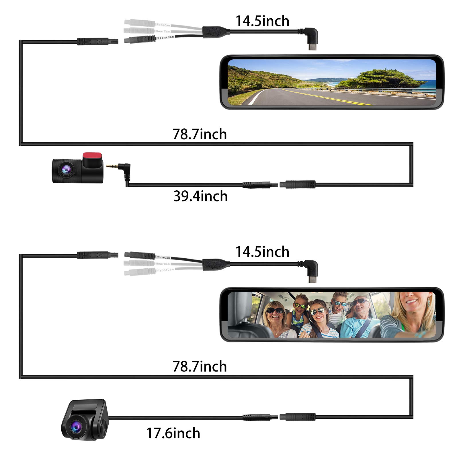 PORMIDO 2M/6.6ft Extension Cable for D50 Front Camera - High-Speed Data Transfer, Durable Nylon Braided - Perfect for Car Dash Cam, Home Security Camera, Baby Monitor Installation