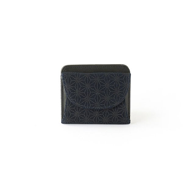 Premium Japanese Deerskin Leather Wallet with Urushi Lacquer - Asanoha Hemp Leaf Pattern in Iron Blue - Handmade in Japan - Stylish & Durable Fold Wallet for Men - Perfect Gift for Business, Travel & Everyday Use