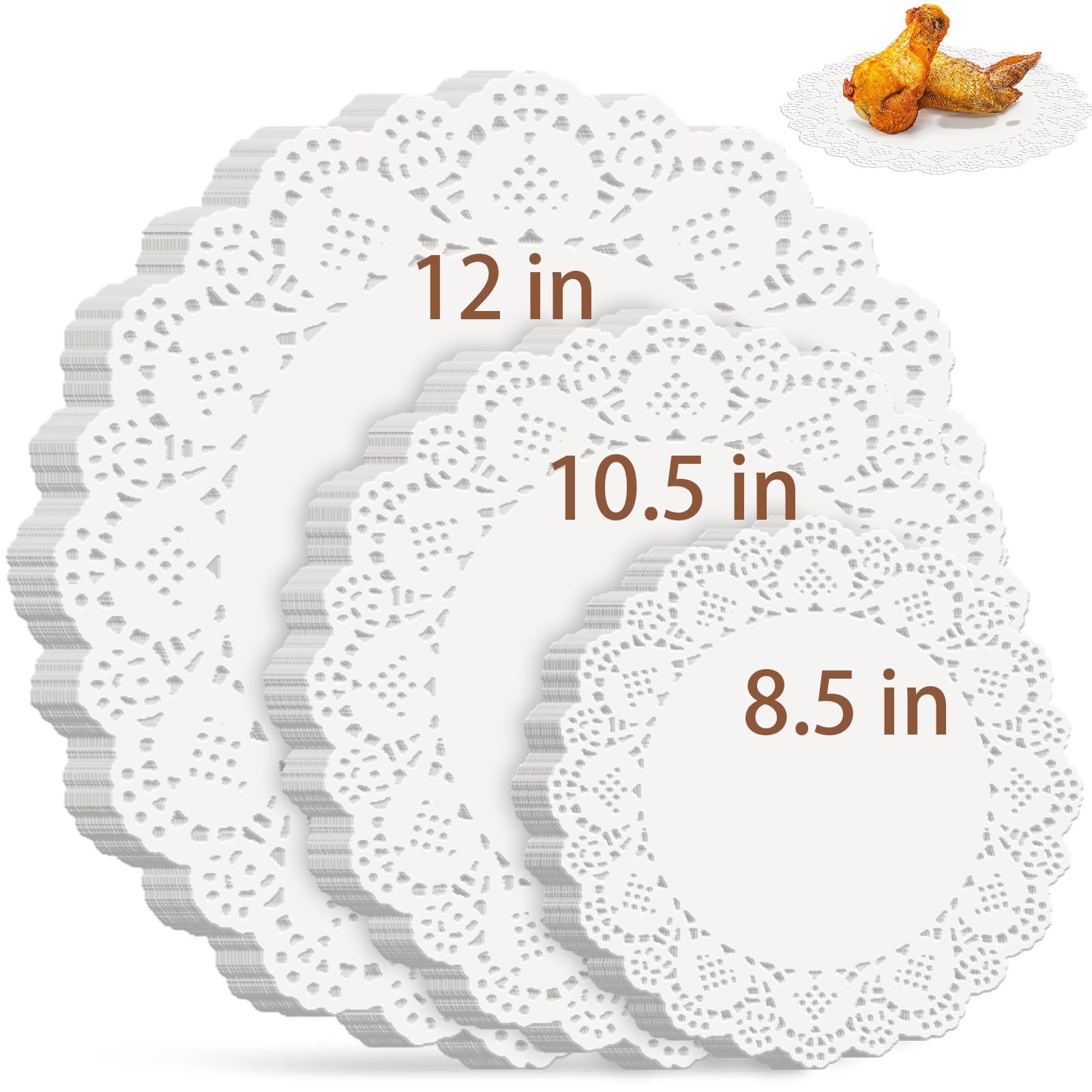 90-Pack White Round Paper Doilies - 8.5