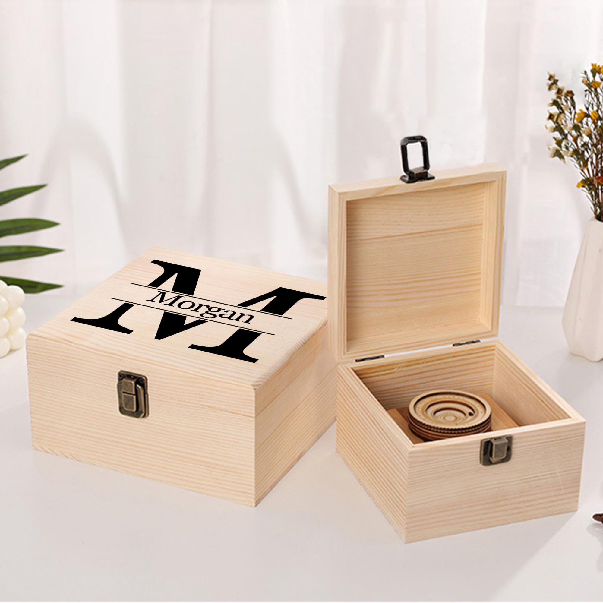 Personalized Wooden Memory Box with Custom Name - Engraved Keepsake Storage Box with Lid for Jewelry, Photos & Mementos - Unique Gift for Women & Men - Birthday, Anniversary, Wedding, Graduation Gift Idea - Perfect for Home Decor & Special Occasions