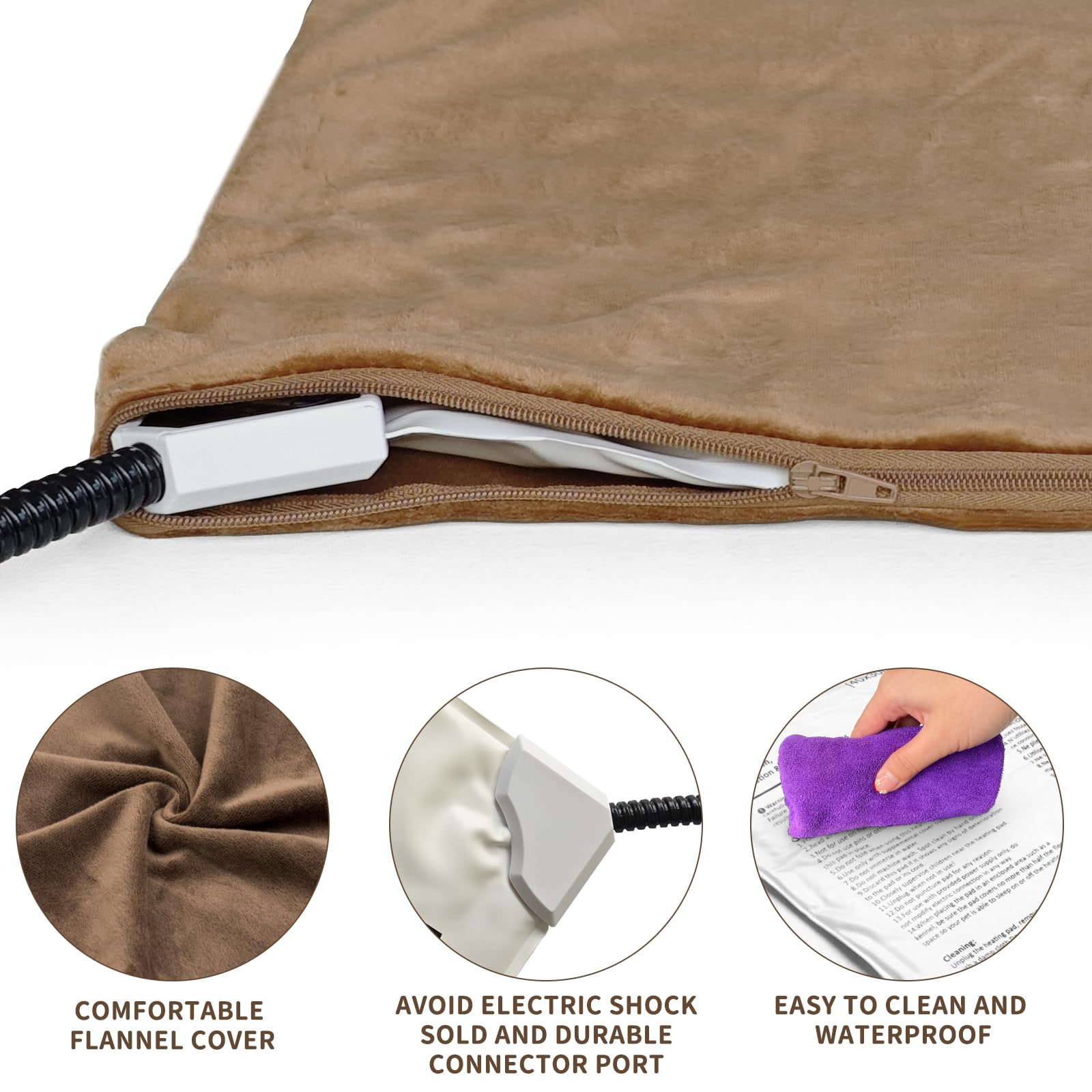 NAMOTEK Adjustable Temperature Pet Heating Pad with Timer - Waterproof Electric Heated Mat for Dogs & Cats - Chew-Resistant Cord & Auto Shut-Off - Perfect for Winter Warmth, Arthritis Relief & Indoor Pet Comfort