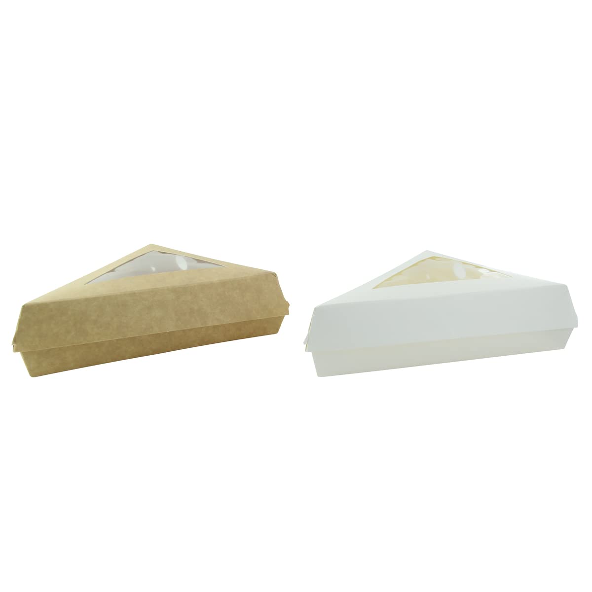 PacknWood 209PATTRIBR - Eco-Friendly Kraft Cake Slice Box with Clear Window - 6.6