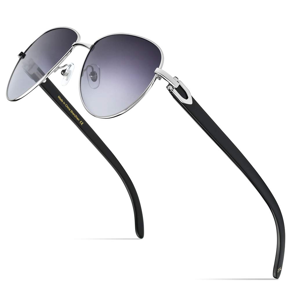 HEPIDEM 100% Genuine Buffalo Horn Handmade Round Sunglasses for Men - Luxury Polarized UV Protection Shades for Outdoor Activities, Driving & Fashion
