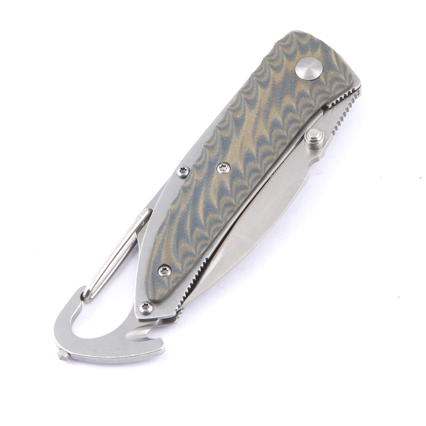 Sanrenmu 7053LUC G10 Handle Folding Pocket Knife with Liner Lock - EDC, Camping, Hiking & Outdoor Survival Gear