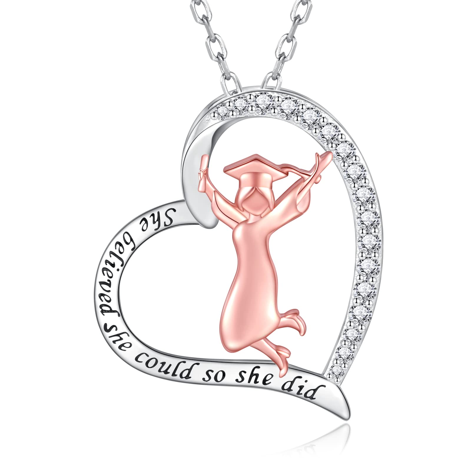 2024 Graduation Pendant Necklace - Sterling Silver Jewelry Gift for Women | College & High School Graduation