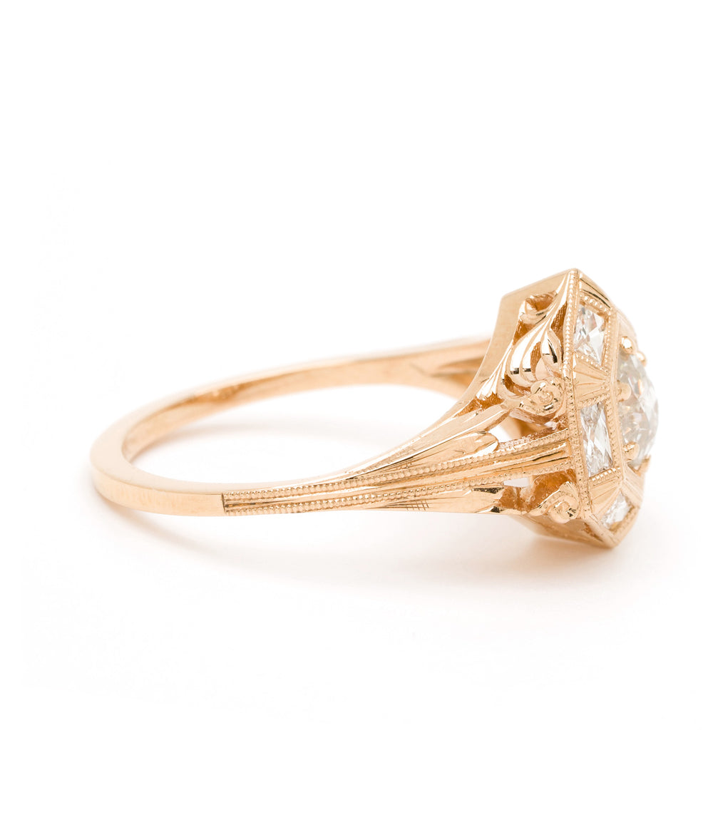 Hexagon Engagement Ring for Women - Vintage Inspired Diamond Wedding Band - Perfect for Proposals, Anniversaries & Romantic Occasions