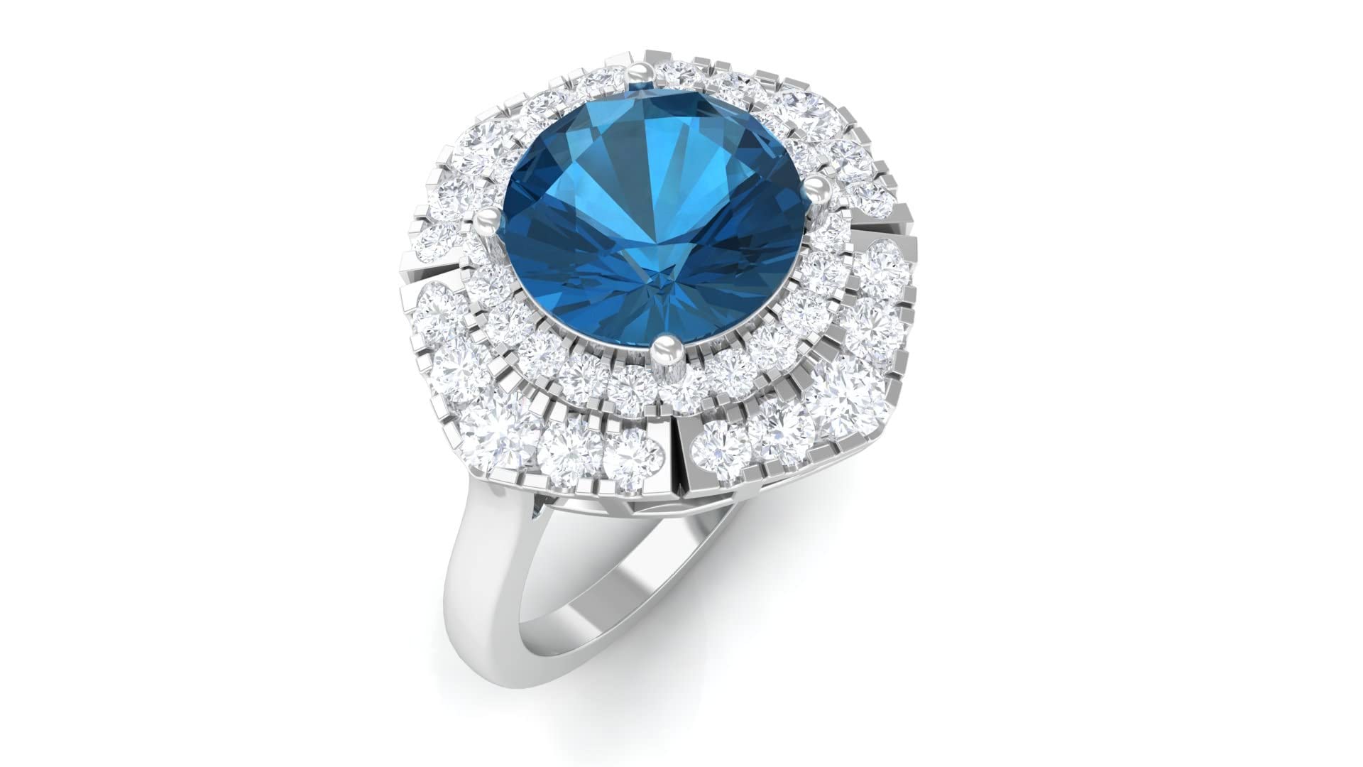 London Blue Topaz Vintage Engagement Ring with Moissanite (AAA Quality) - 14K Gold or 925 Sterling Silver - Perfect for Proposals, Anniversaries & Special Occasions