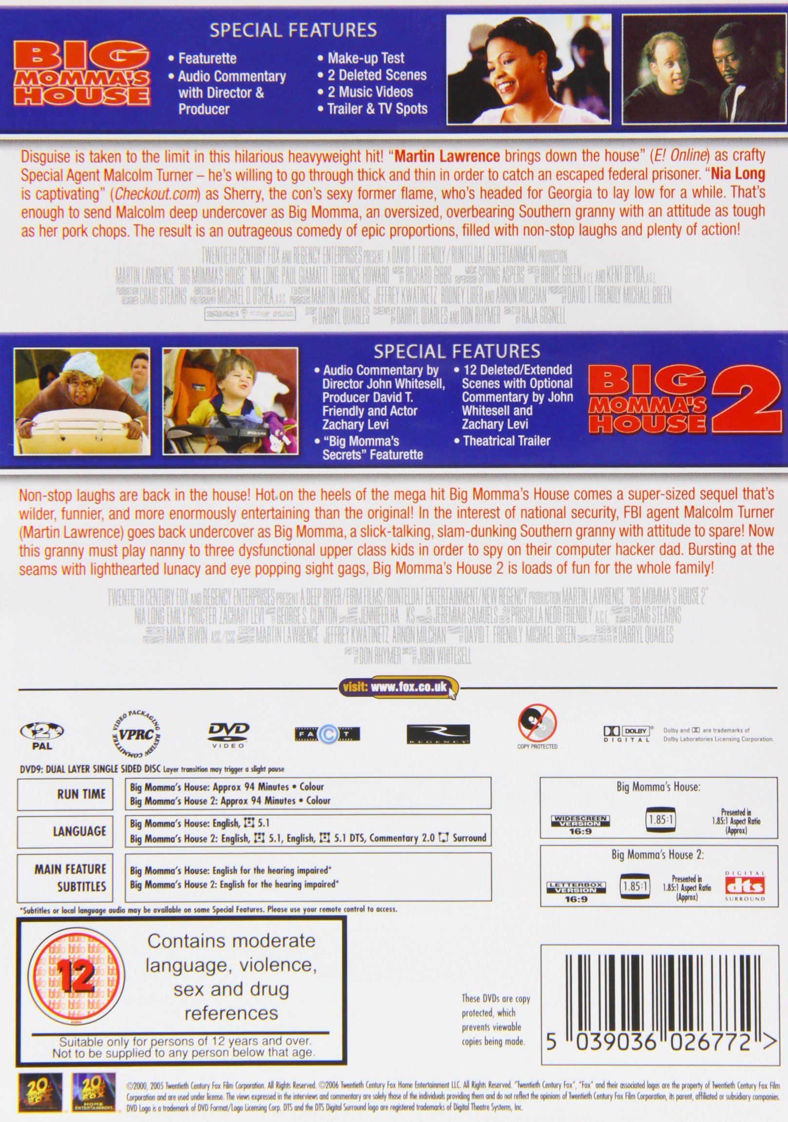 Big Momma's House 1 & 2 Movie Collection DVD Set - Comedy Film Duo Pack - Perfect for Family Movie Nights and Comedy Lovers