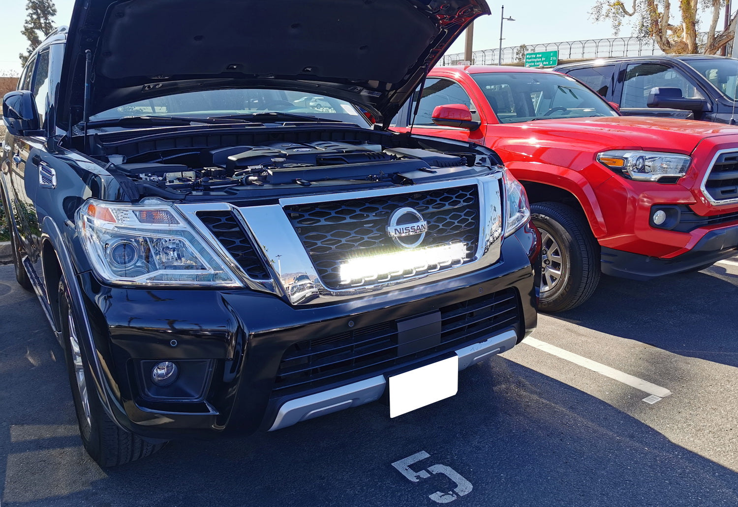 120W LED Light Bar with Grill Mounting Bracket & Wiring Harness - Compatible with 2016-2020 Nissan Armada - Off-Road, Truck, SUV Lighting for Night Driving & Adventure