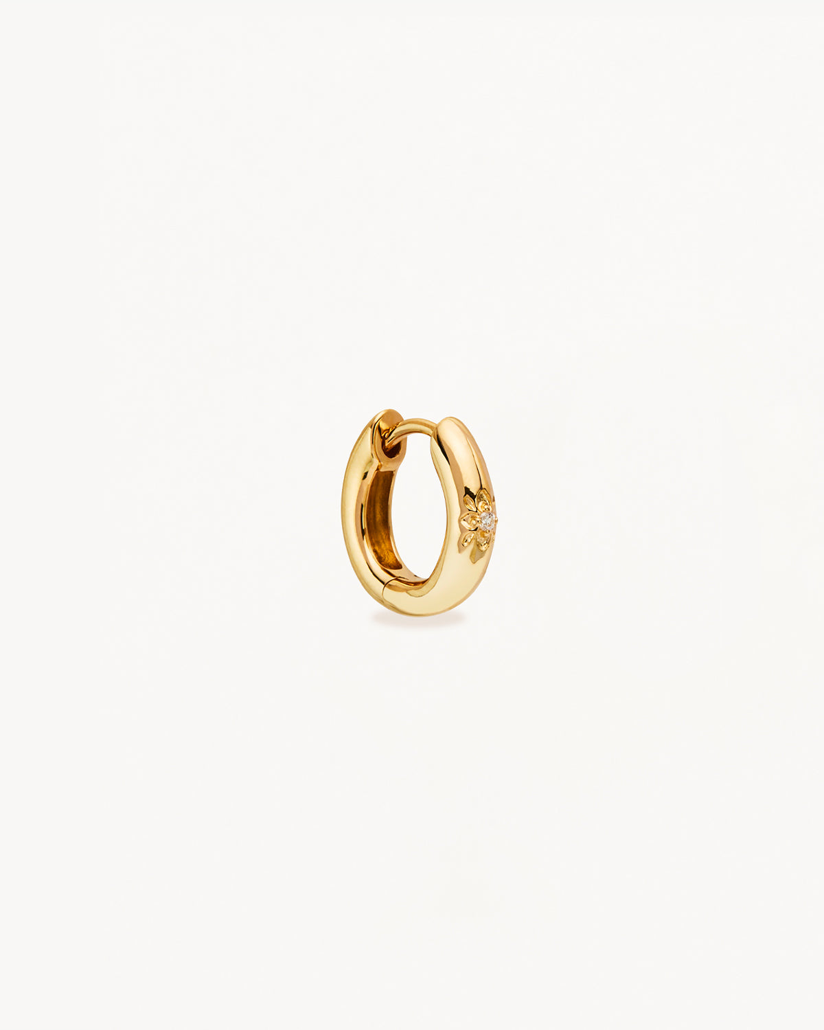 14K Solid Gold Sacred Lotus Diamond Hoop Earrings for Women - Elegant Dainty Flower Studs for Everyday Wear & Special Occasions