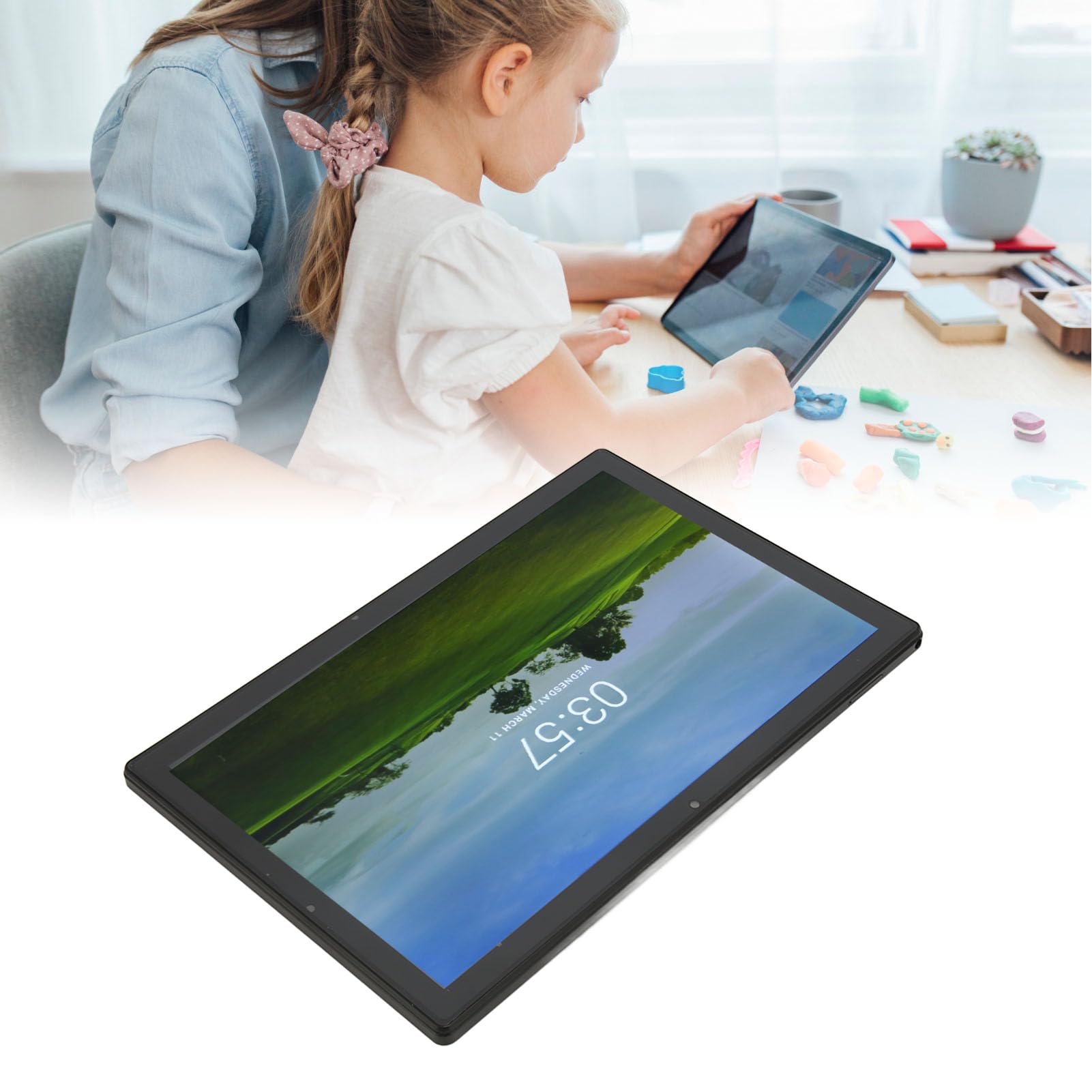 DAUZ 10.1 Inch Android Tablet with 6GB RAM 64GB Storage, 2MP Front Camera - Portable Black Tablet for Work, Study & Entertainment