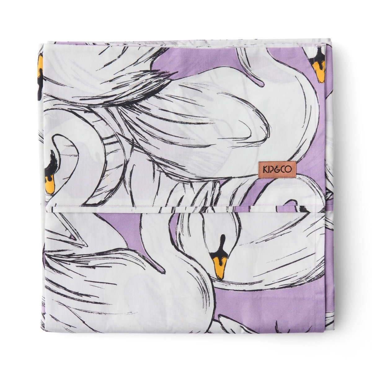 Premium 100% Organic Cotton Flat Sheet - Swan Lake Design - Soft & Breathable Bedding for Home, Hotel, or Airbnb - Queen Size - Hypoallergenic & Eco-Friendly