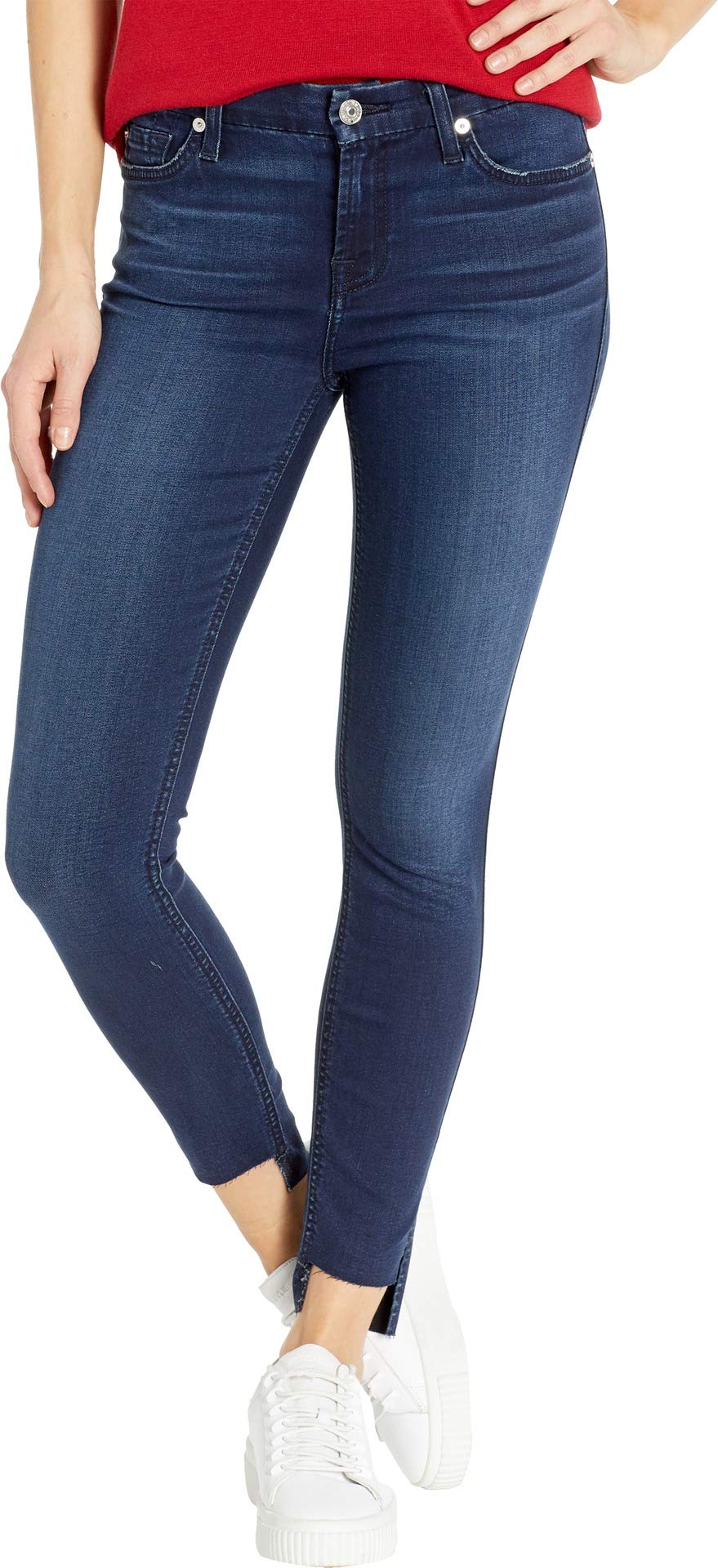 7 For All Mankind Women's Ankle Skinny Jeans - Mid Rise Stretch Denim Pants for Casual Wear & Night Out