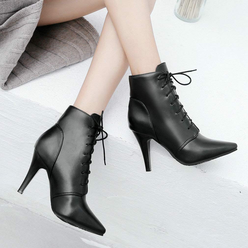 Caradise Women's Vintage Lace Up Pointed Toe Ankle Boots - Stiletto High Heel Booties for Women | Perfect for Office, Party & Night Out