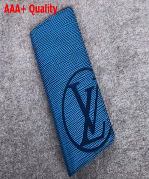 Authentic Louis Vuitton Circle Signature Brazza Wallet in Epi Leather - Blue Azur | Luxury Slim Bifold Wallet for Men | Perfect for Business, Travel & Everyday Use