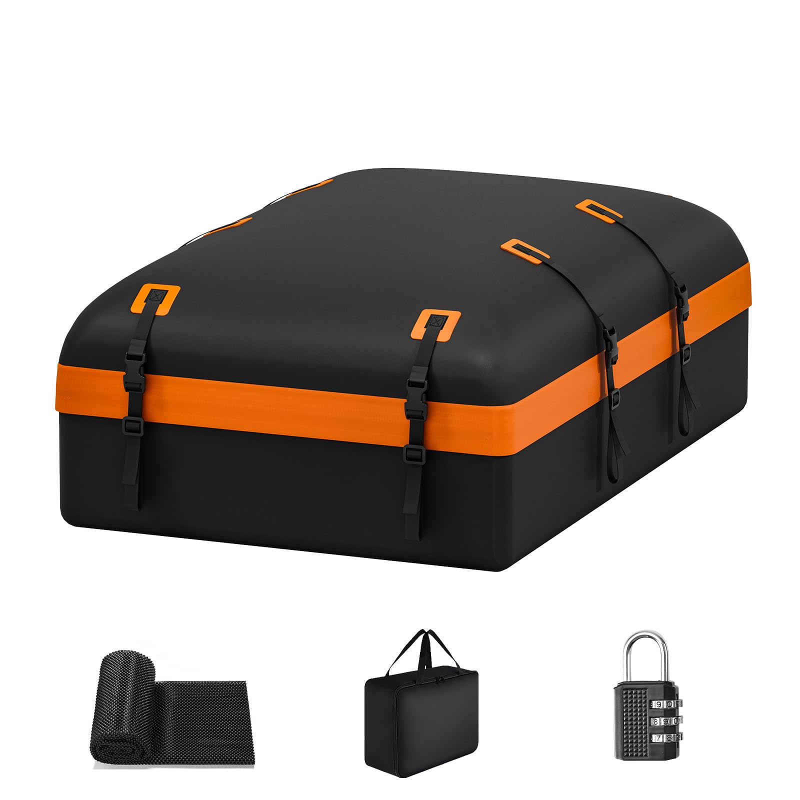 **27 Cubic Feet Car Rooftop Cargo Carrier Bag - Universal Soft-Shell Roof Luggage Storage for SUVs, Sedans & Trucks (With/Without Racks) | Includes 2 Reinforced Straps, 6 Door Hooks, Anti-Slip Mat & Lock | Perfect for Road Trips, Camping & Extra Storage**