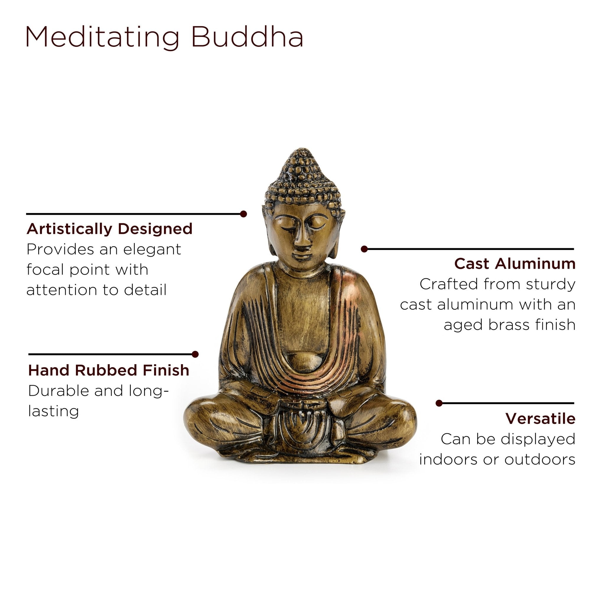 Handcrafted Meditating Buddha Statue - Serene Home Decor for Yoga, Meditation & Zen Spaces - Perfect for Living Room, Office & Garden