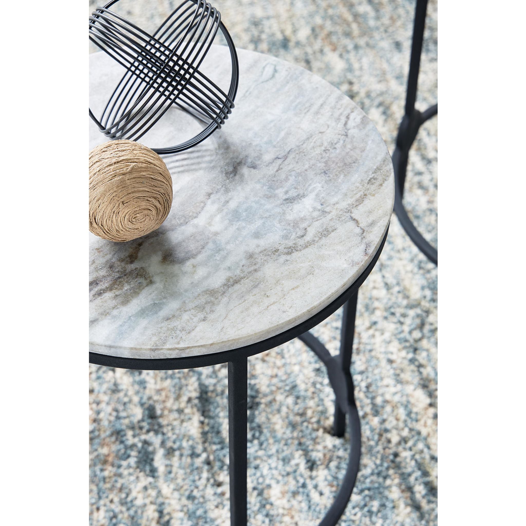 Beashaw Modern Accent Table - Gray & Black Finish | Small Side Table for Living Room, Bedroom, or Office Decor