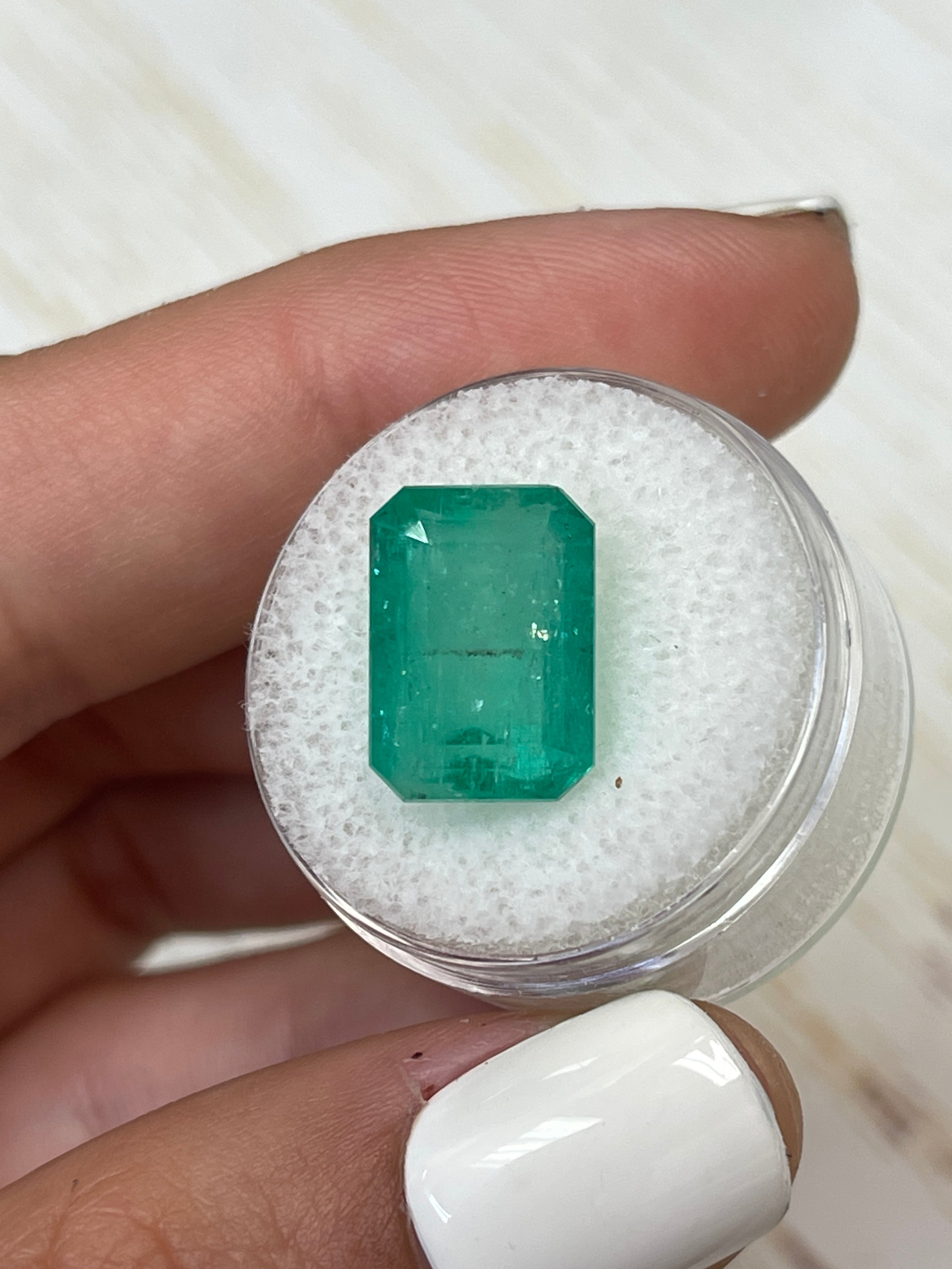 10.03 Carat Colombian Loose Emerald - Earthy Brick Green 14x10mm Emerald Cut Gemstone for Jewelry Making & Engagement Rings