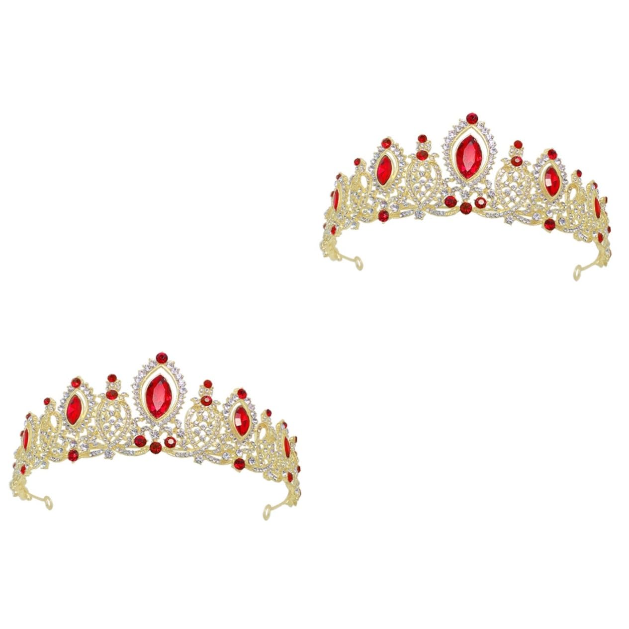 2 Pcs Crystal Crown Princess Tiara Headband - Rhinestone Bridal Wedding Headpiece for Cosplay, Prom, Photo Shoots & Special Occasions | Elegant Bride Accessories for Weddings, Parties & Pageants