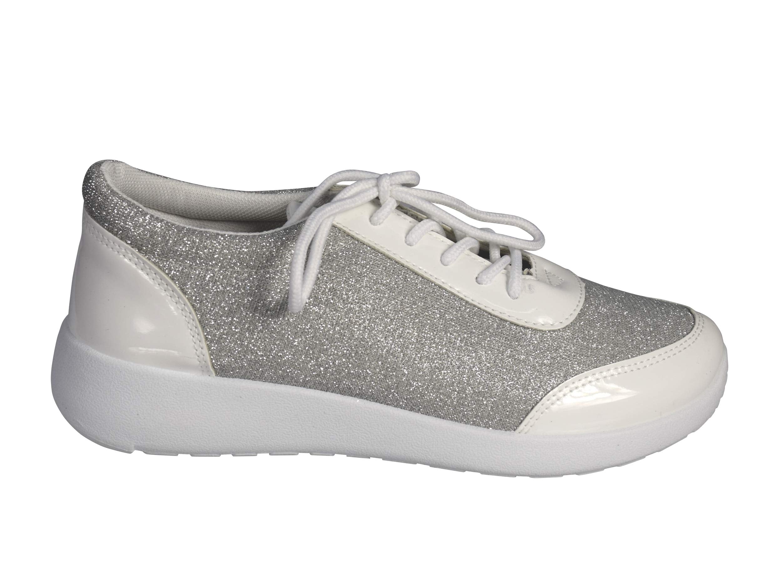 Sparkling Glitter Lace-Up Platform Sneakers for Women - Comfortable Elastic Casual Shoes for Party, Dance & Everyday Wear