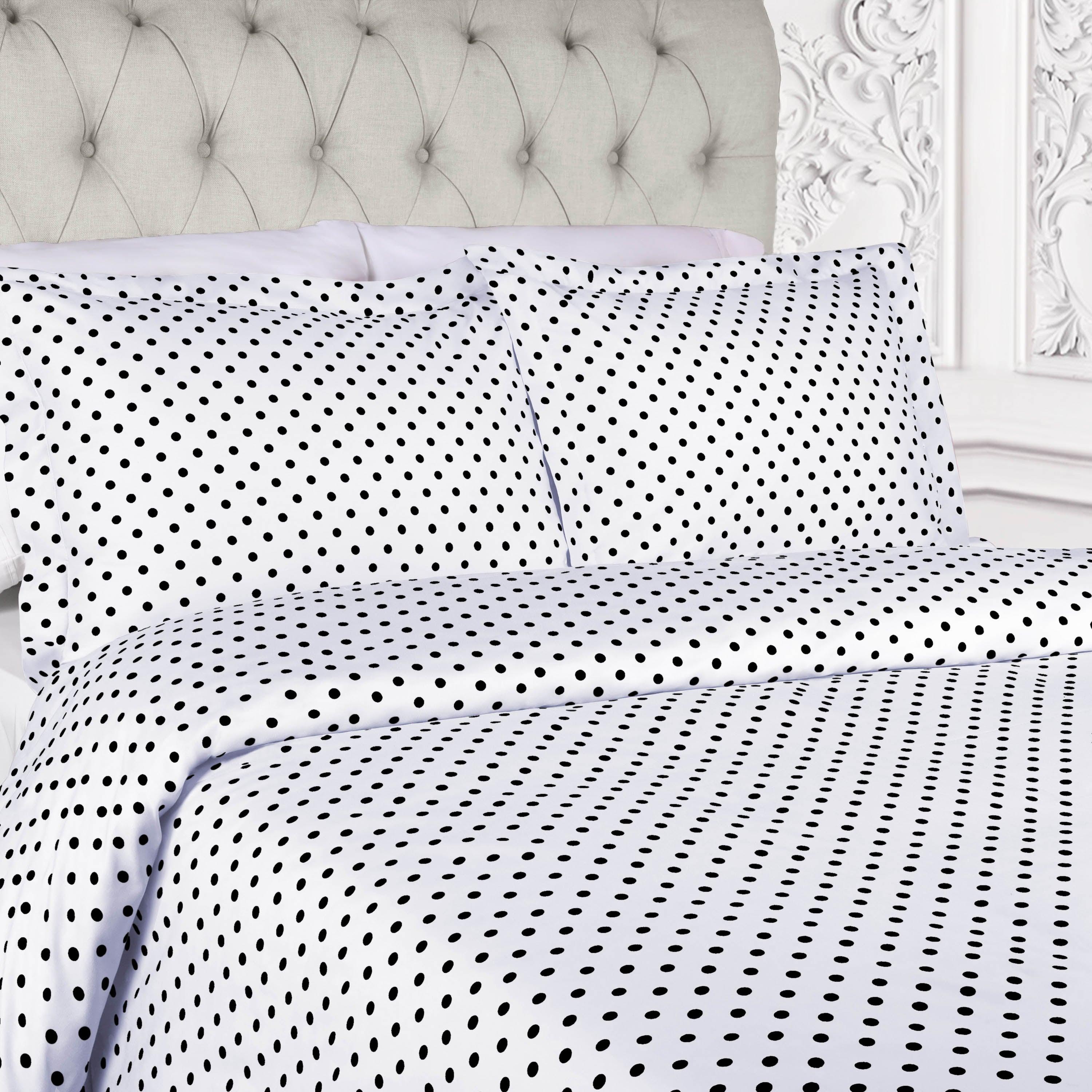 Premium 600 Thread Count Cotton Blend Polka Dot Duvet Cover Set - Soft & Breathable Bedding for Cozy Nights - Perfect for Master Bedroom, Guest Room & Dorm Decor